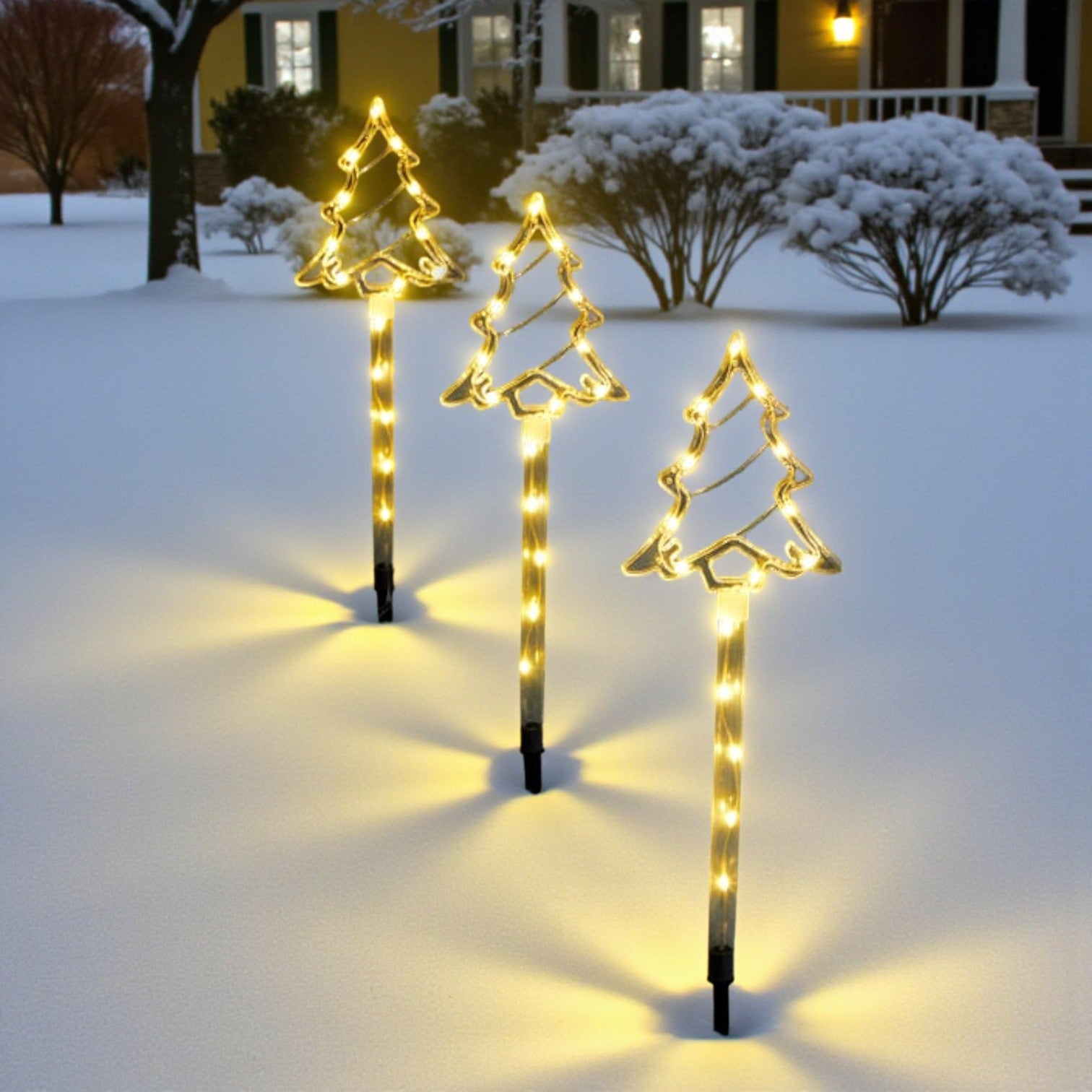 Set of 3 Warm White Tree Stake Lights