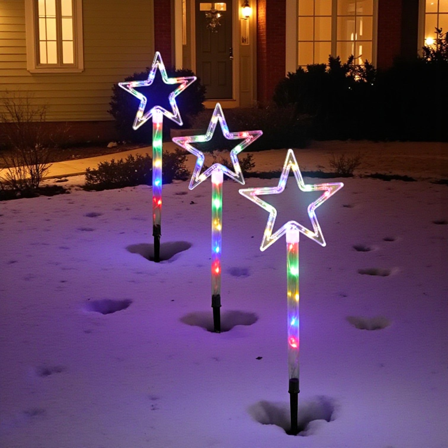 Set of 3 Multicoloured Star Stake Lights