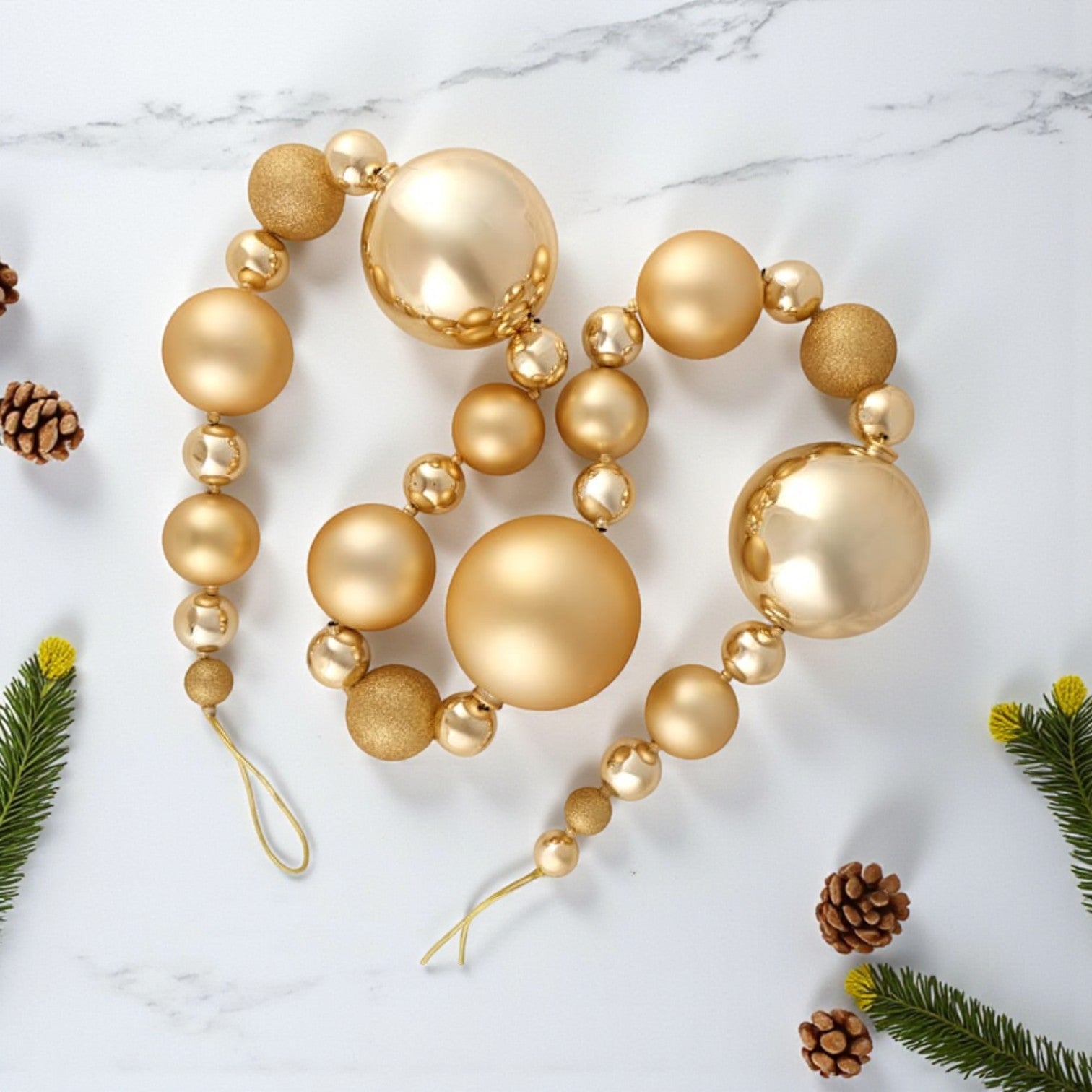 Glittered Gold Bauble Christmas Garland