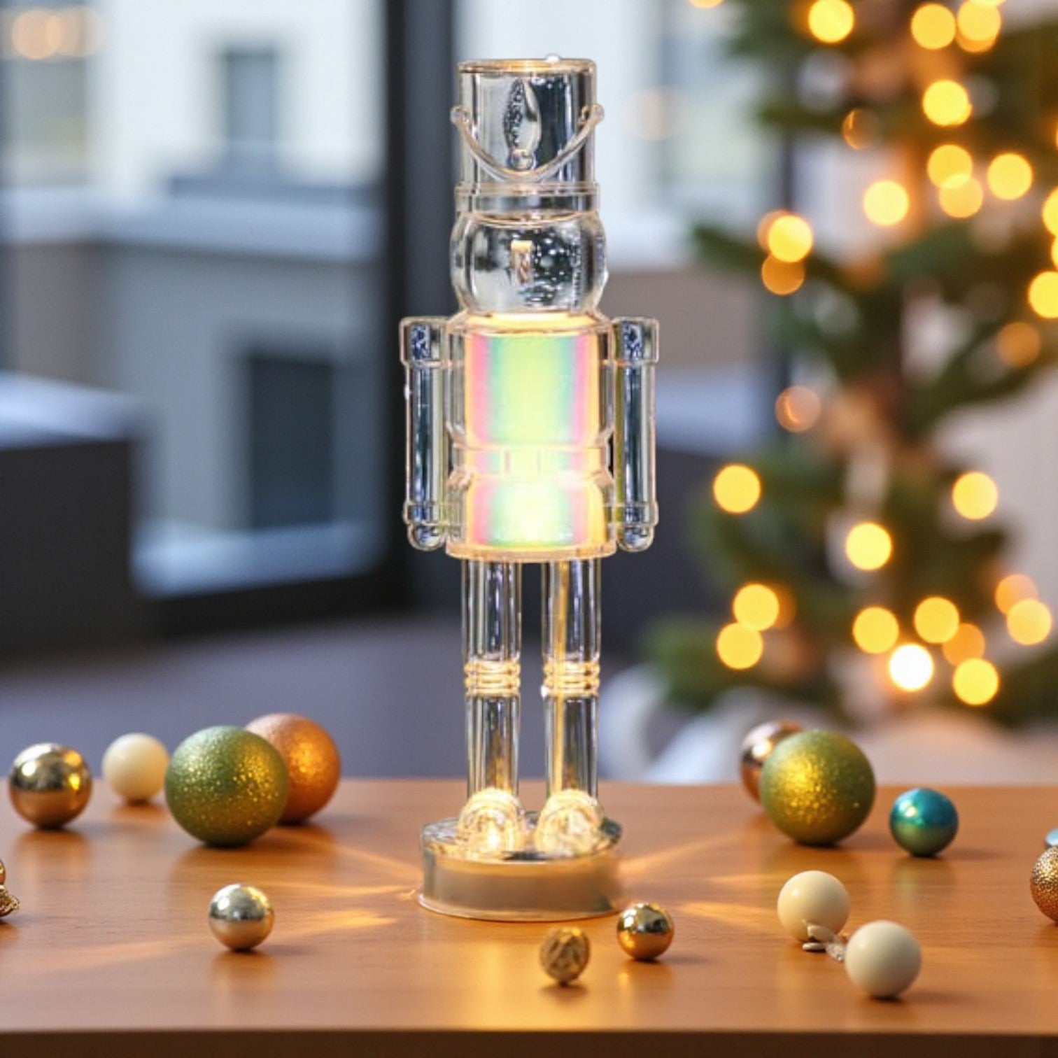 Frosted Standing LED Iridescent Nutcracker