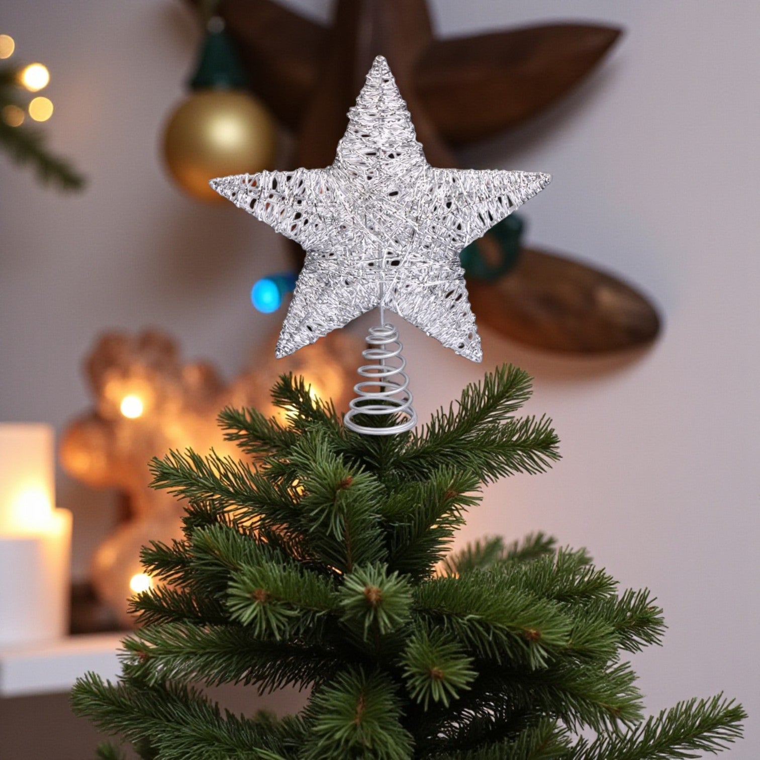 Dazzling Silver Star Tree Topper
