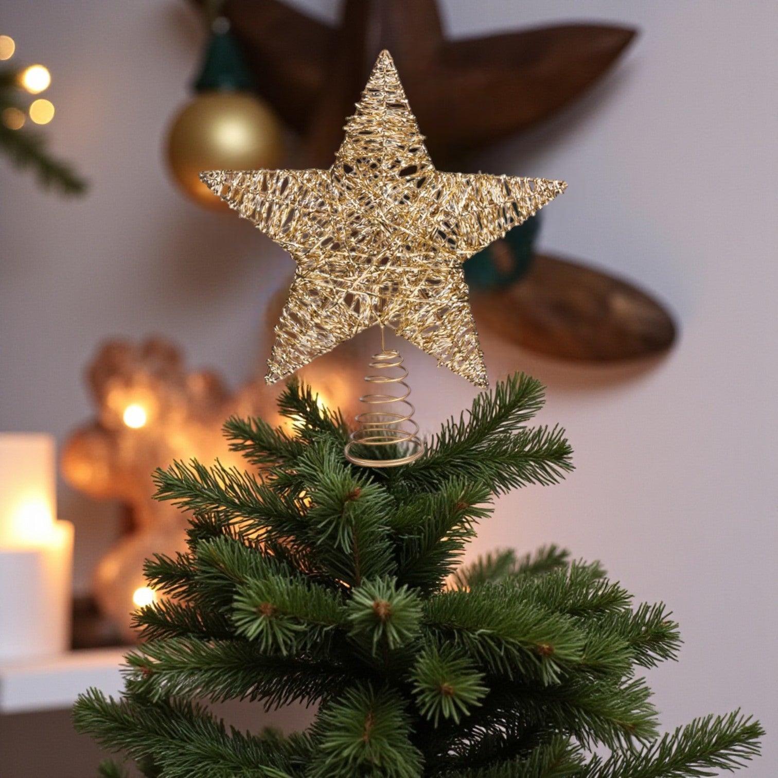 Dazzling Gold Star Tree Topper