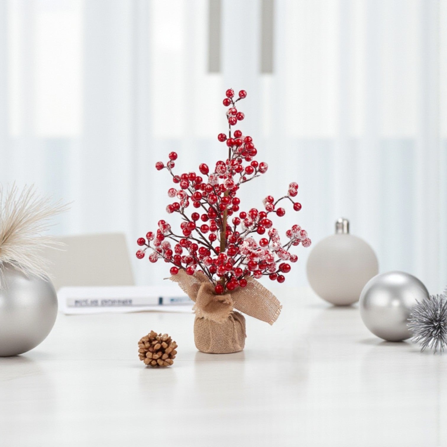 Frosted Red Berry Christmas Table Tree
