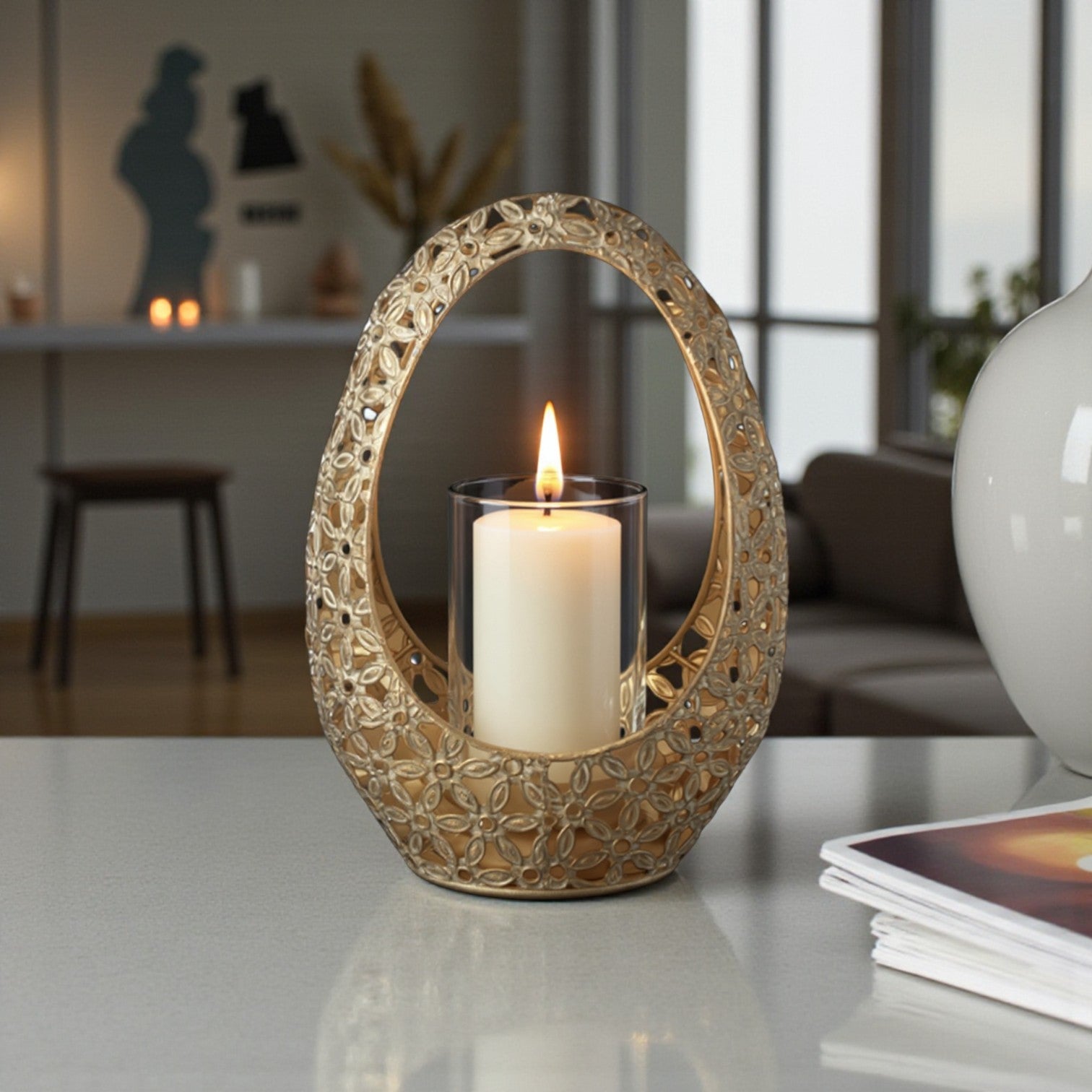 Grand Floral Cut Out Candle Holder