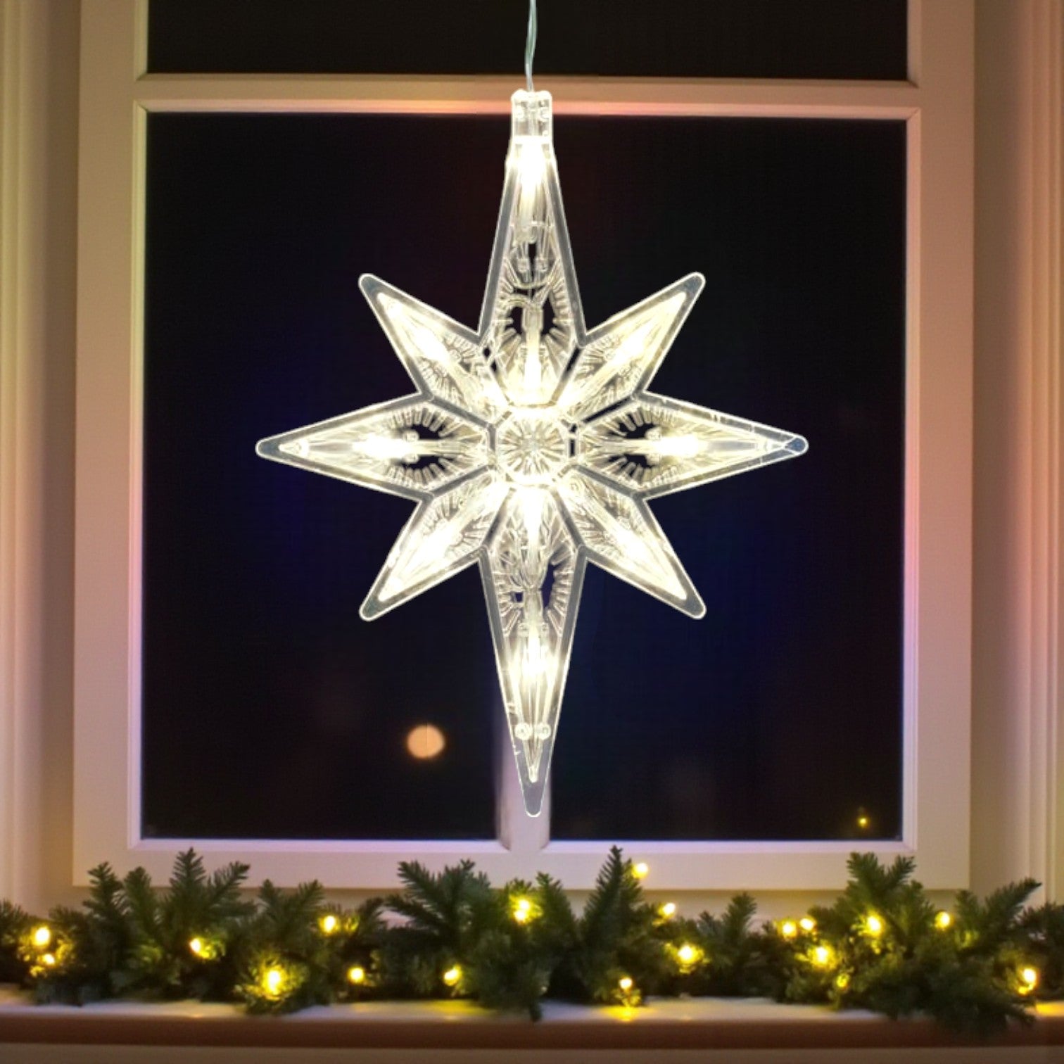 Hanging LED Star Christmas Window Light