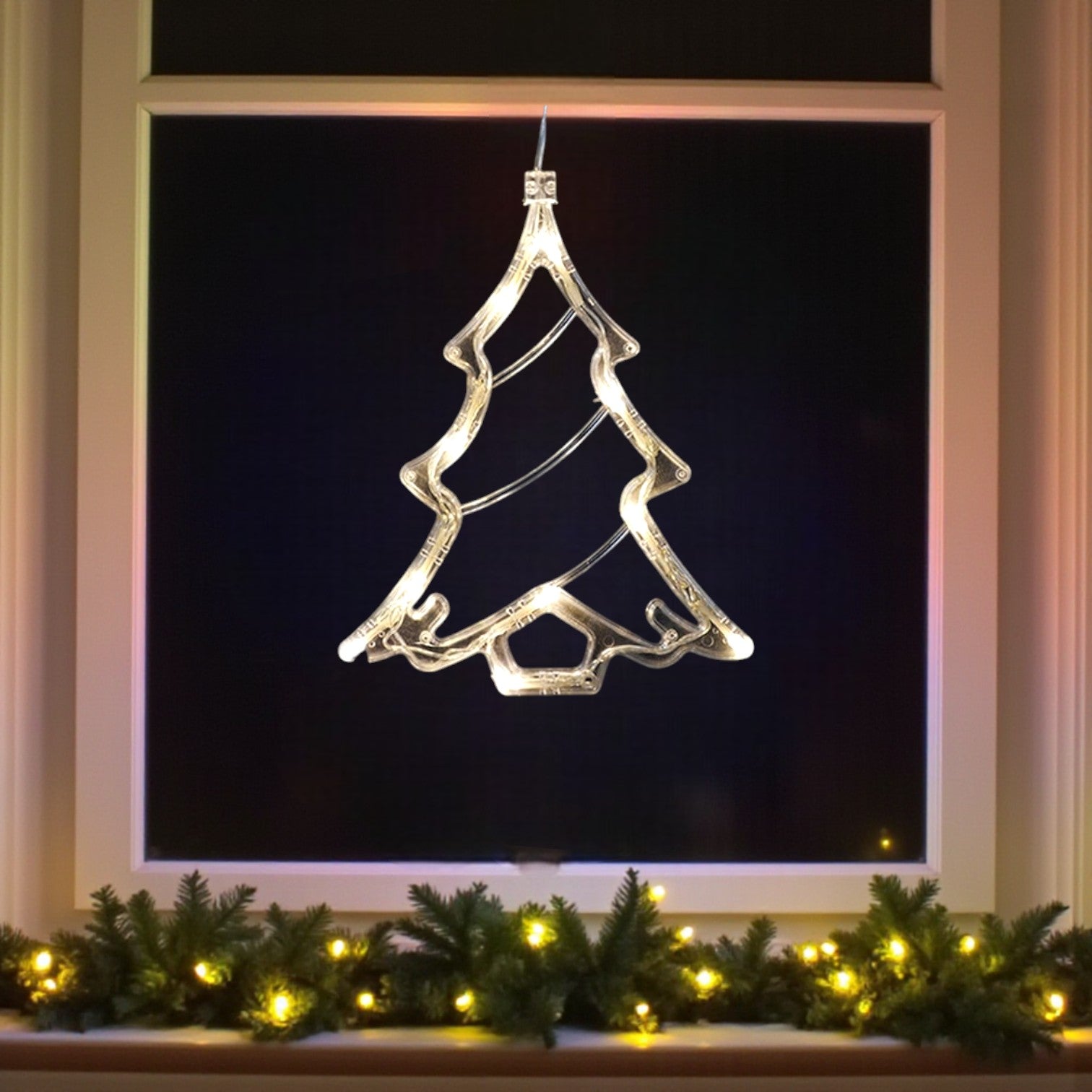Hanging LED Tree Christmas Window Light