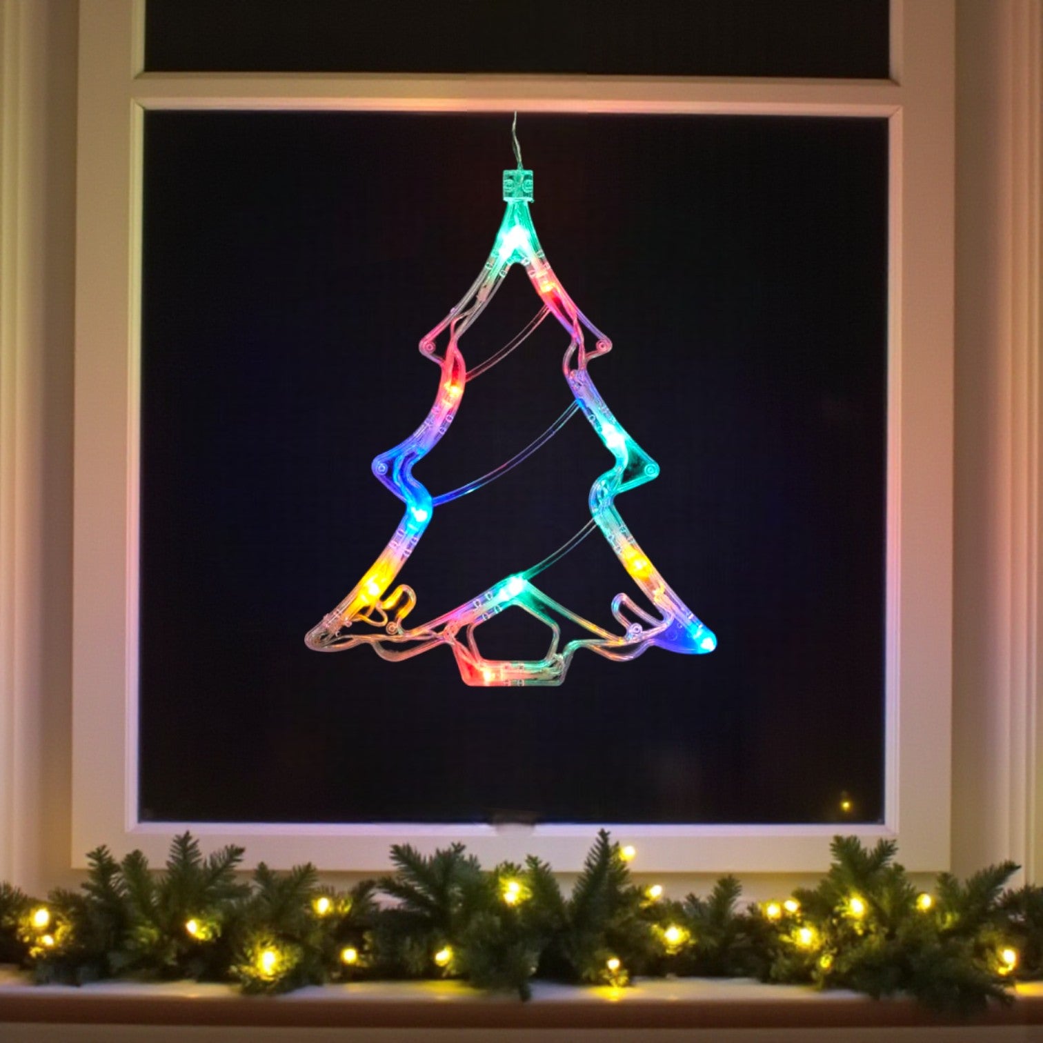 Hanging LED Tree Christmas Window Light