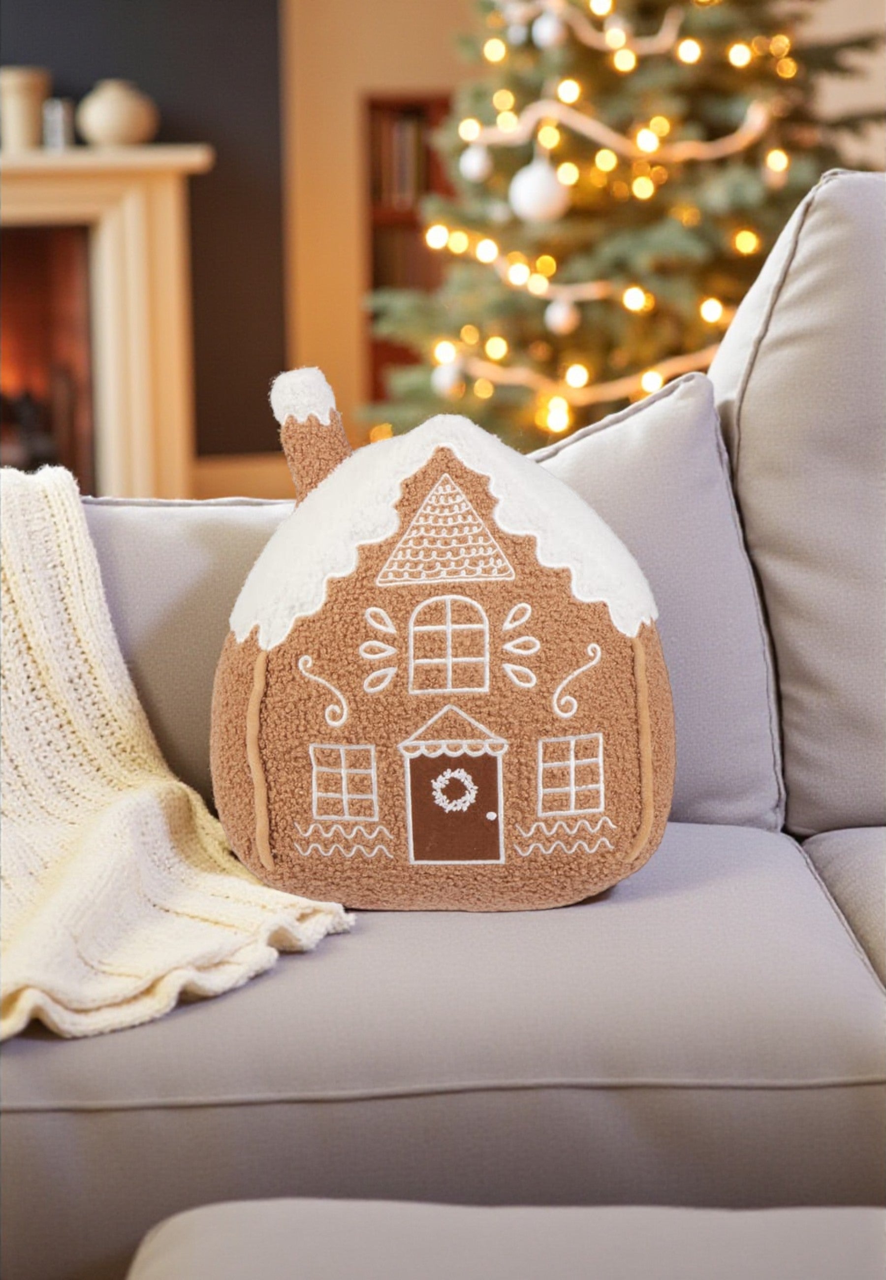Gingerbread House Christmas Cushion