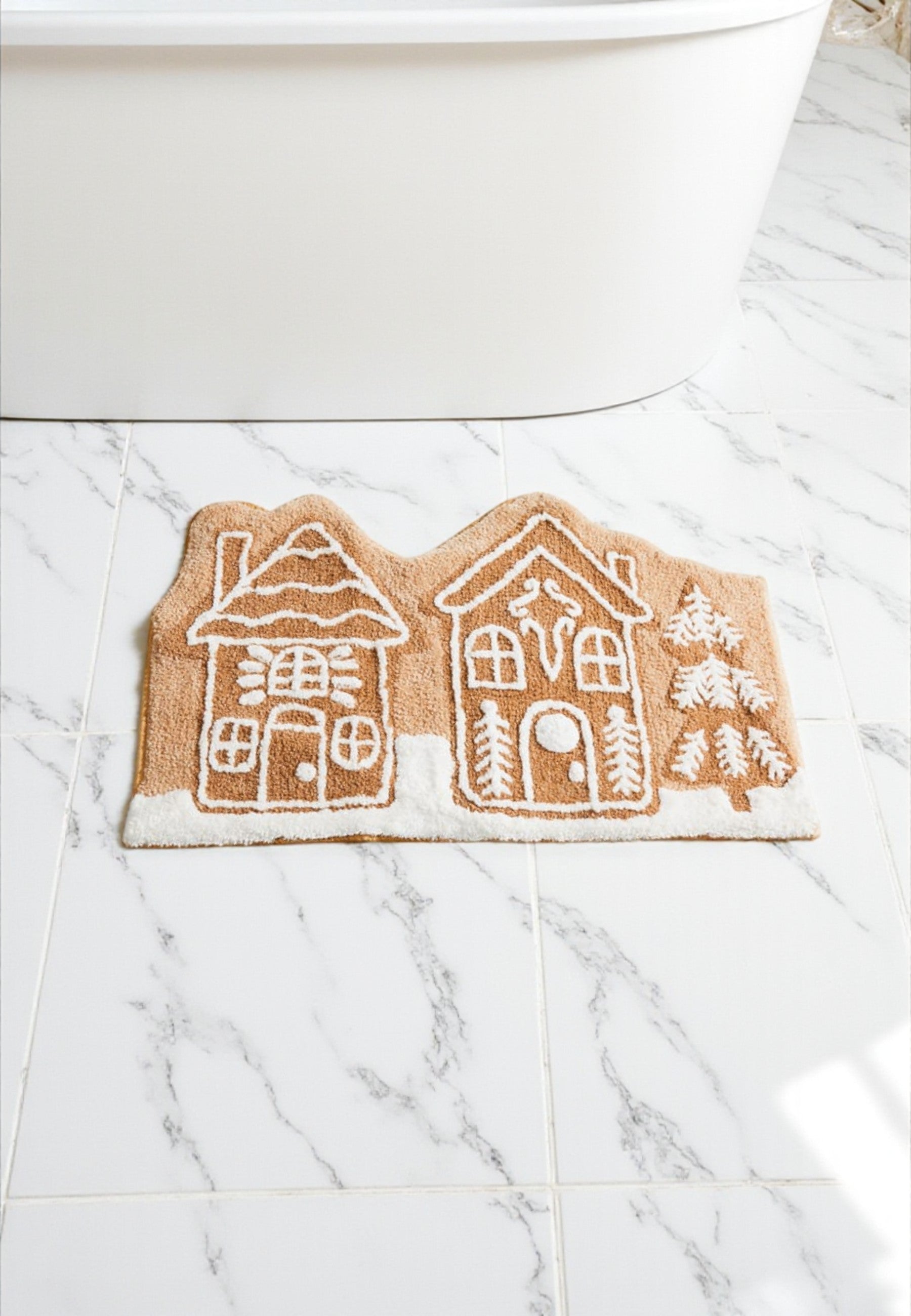 Gingerbread House Christmas Bath Mat