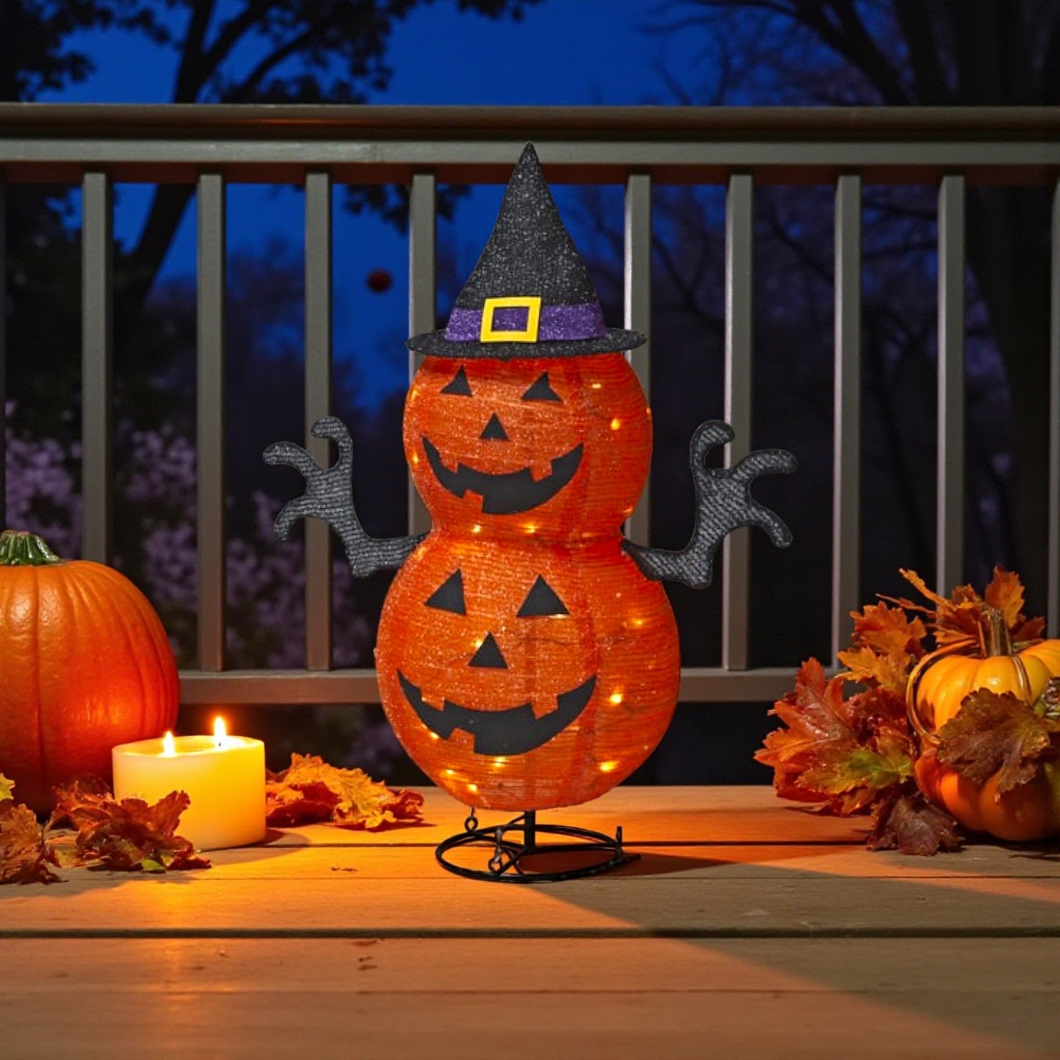 Stacked Light Up Pumpkin Silhouette