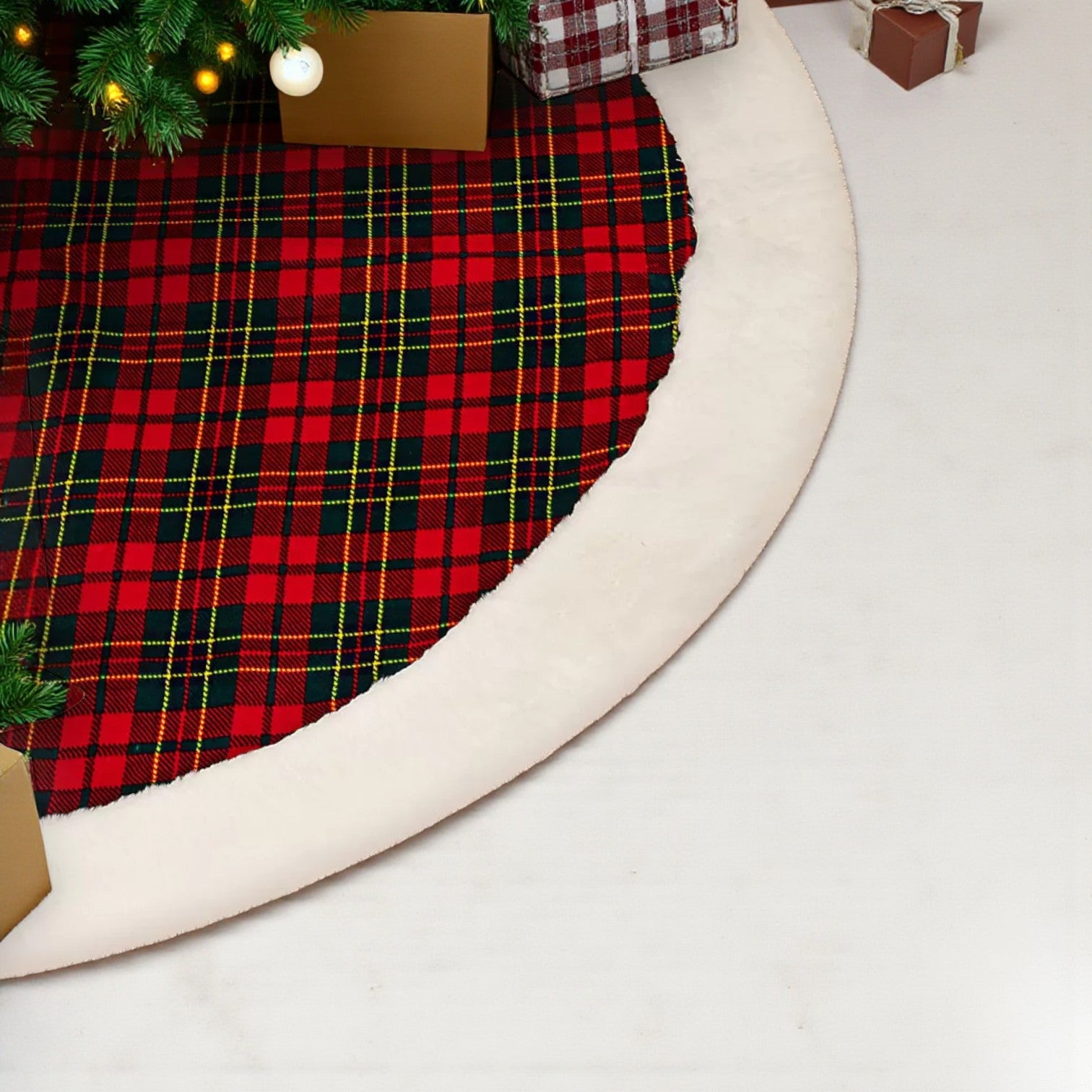 66 Inch Striped Faux Fur Tree Skirt