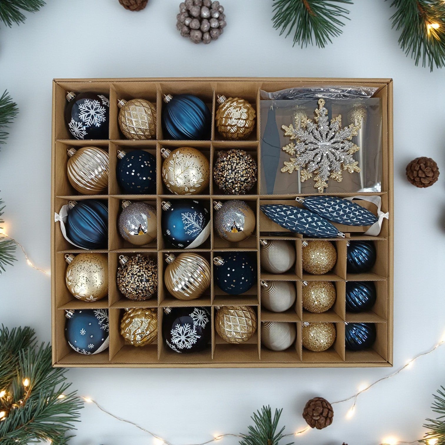 80 Pack Shatter Resistant Frosted Blue Baubles