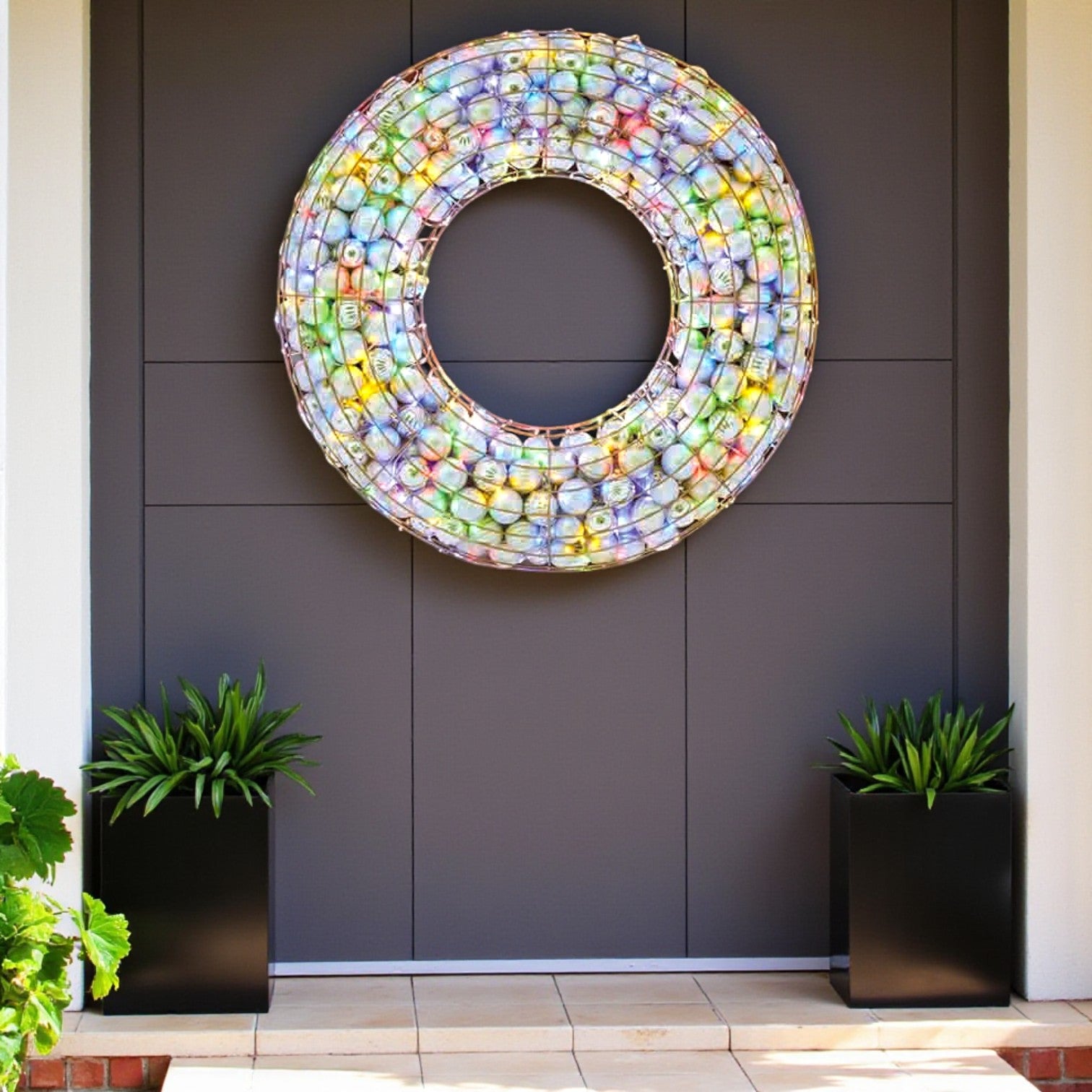 36 Inch LED Champagne Bauble Door Wreath