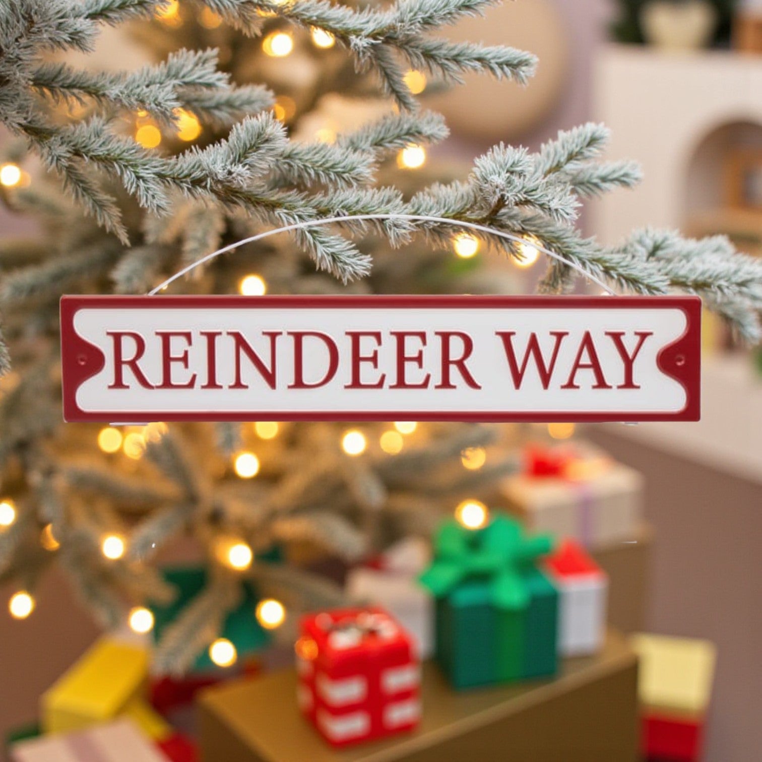 Hanging Reindeer Way Christmas Sign