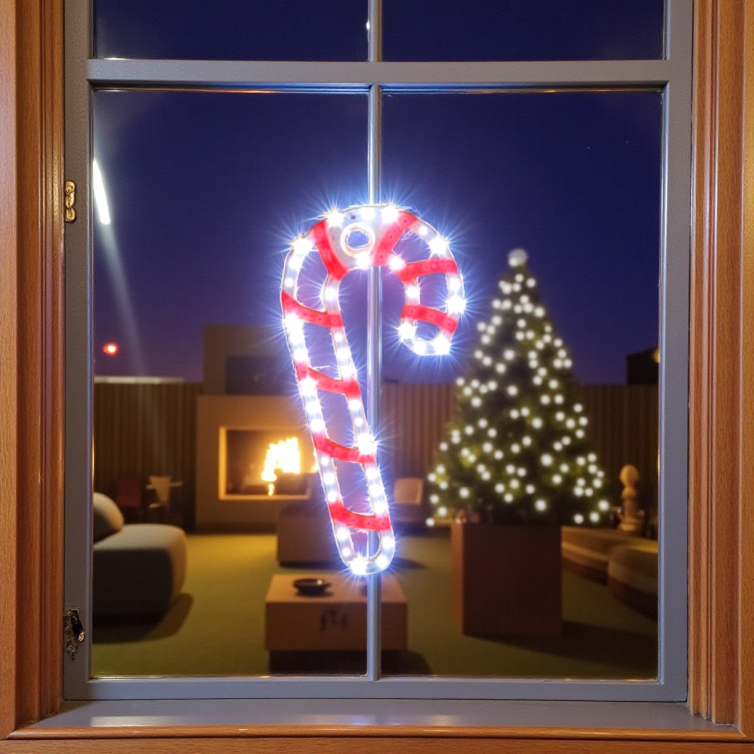 Candy Cane Twinkle LED Window Light