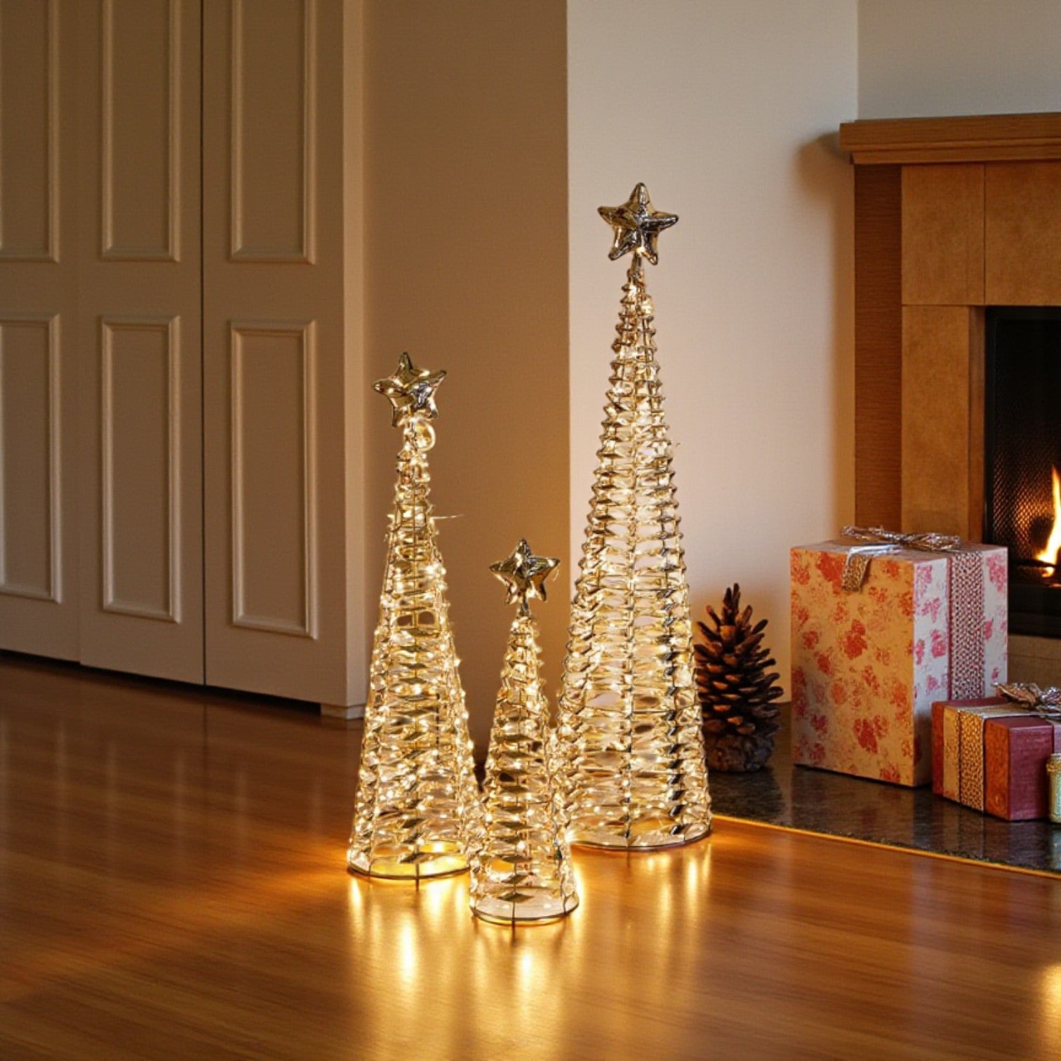 Set Of 3 Light Up Twinkle Star Trees