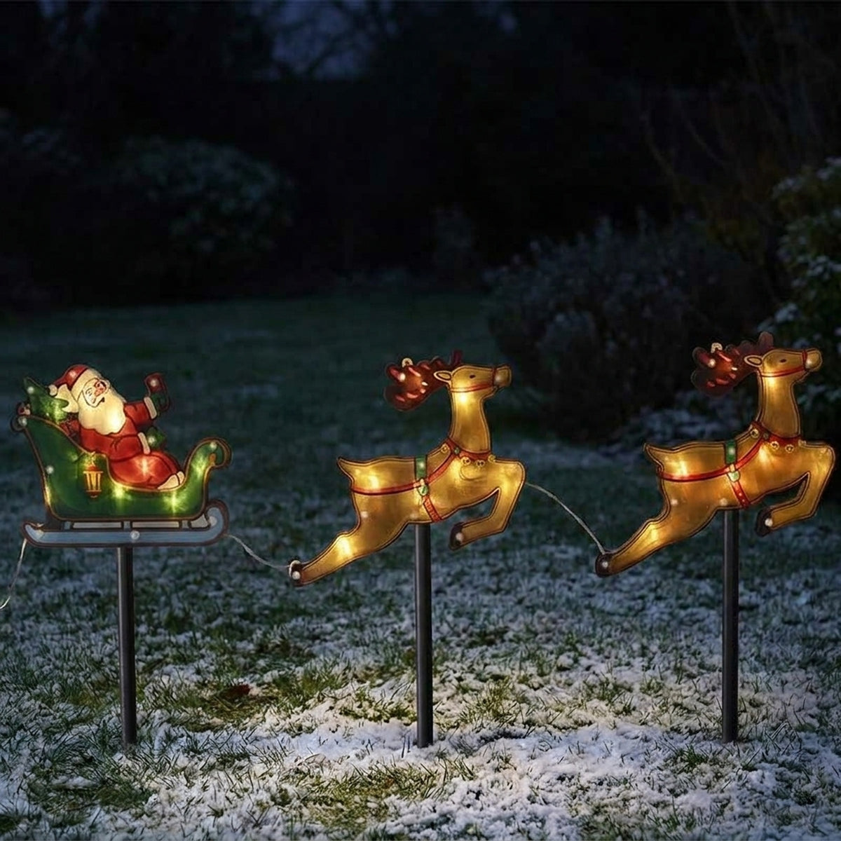 Festive Santa Sleigh Christmas Stake Lights