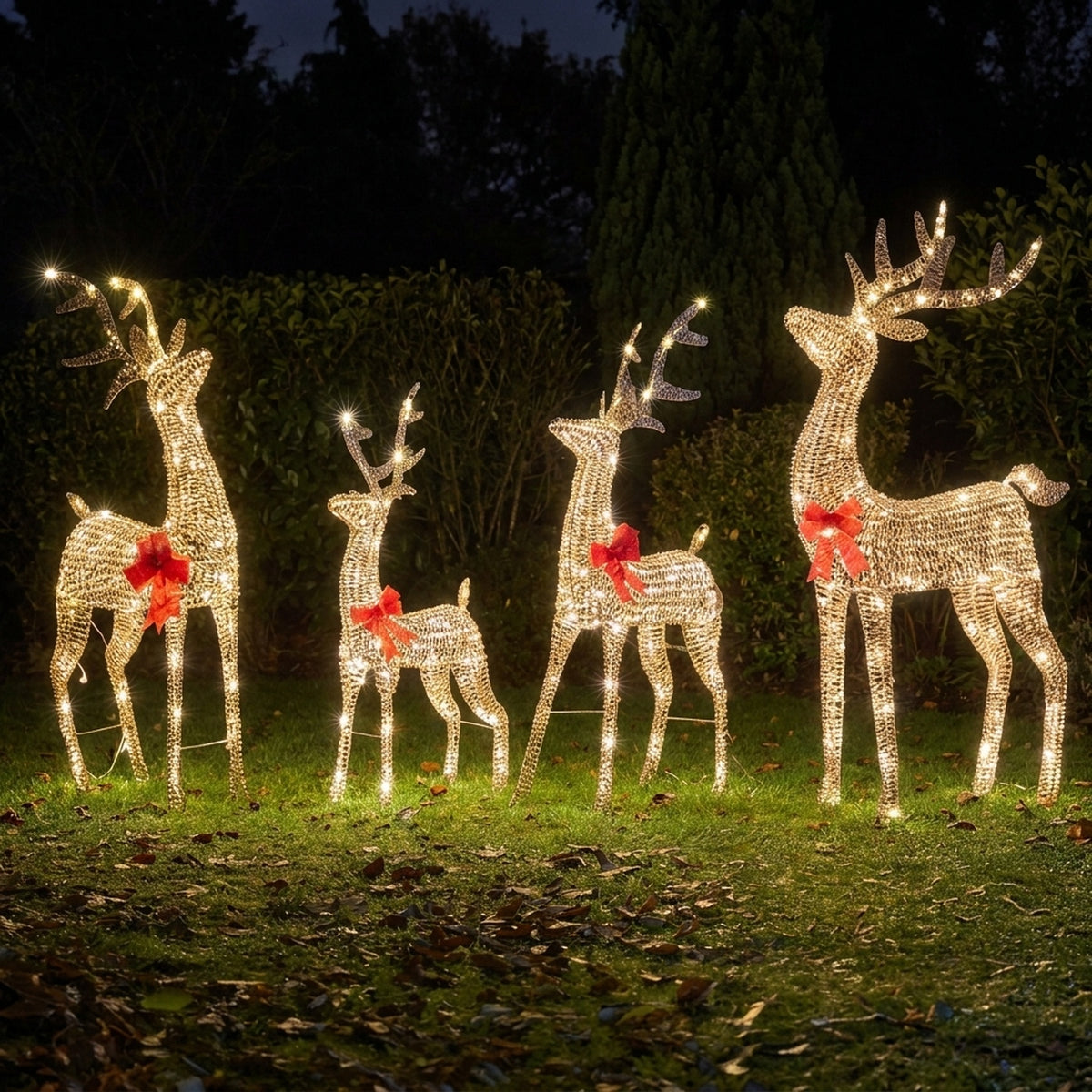 Glittering Gold Illuminated Reindeer Figure