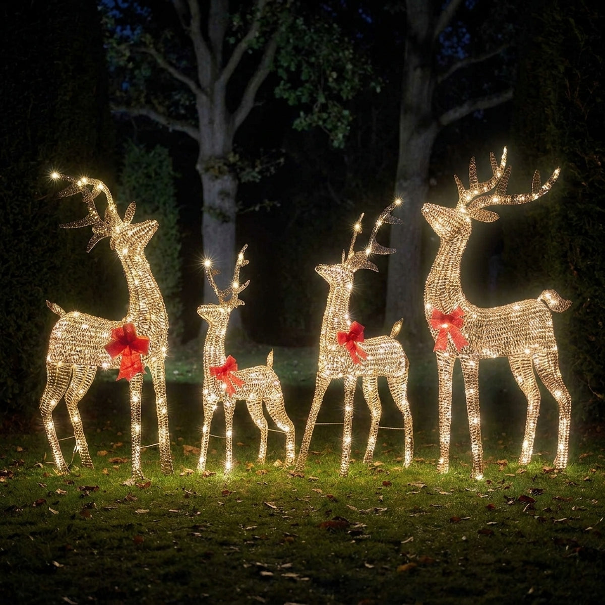 Illuminated Glittering Gold Reindeer Figure
