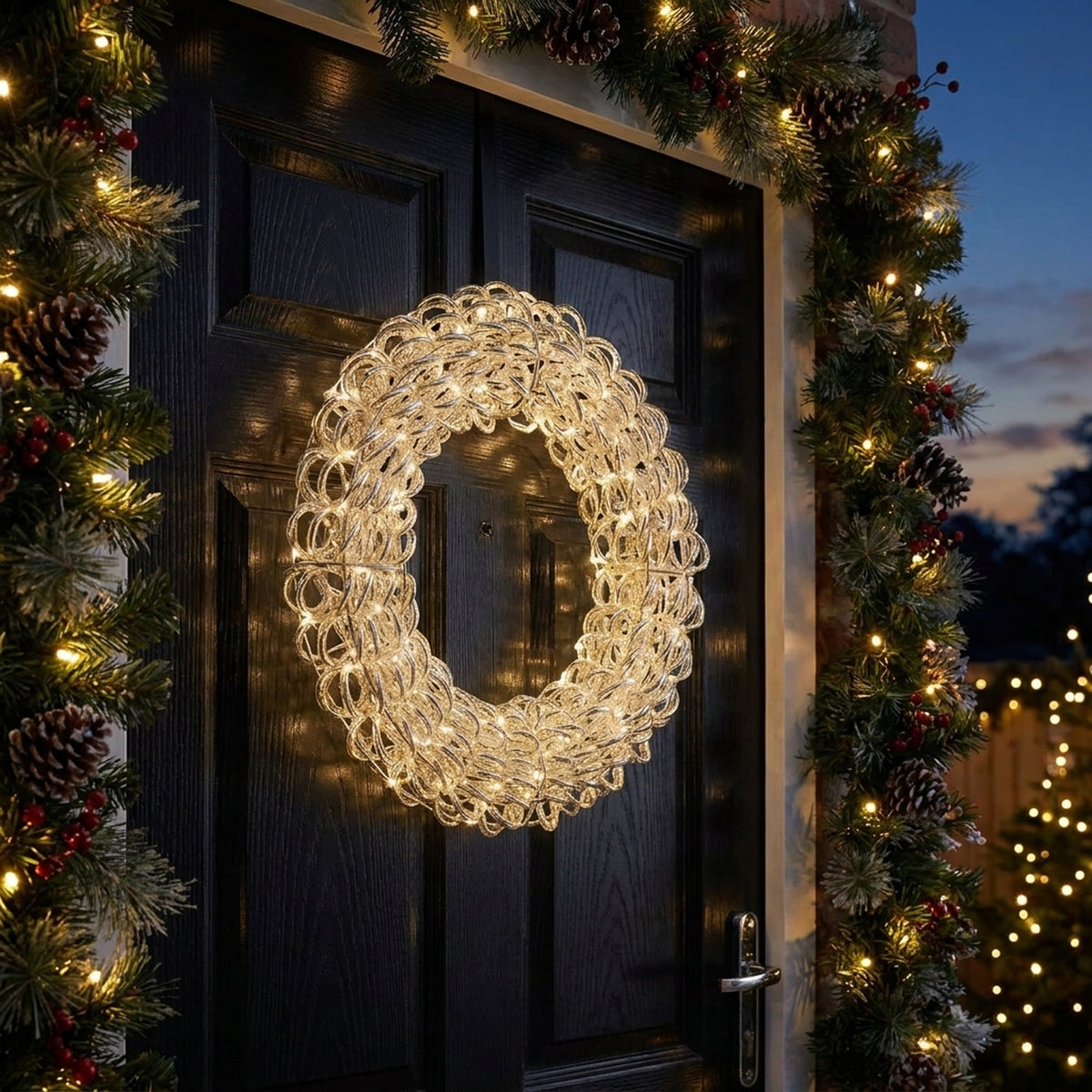 Twinkling Silver LED Christmas Wreath