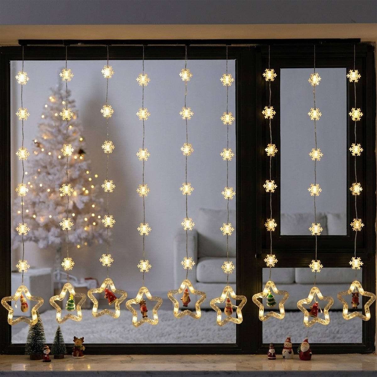 Twinkling Star Christmas Curtain Lights