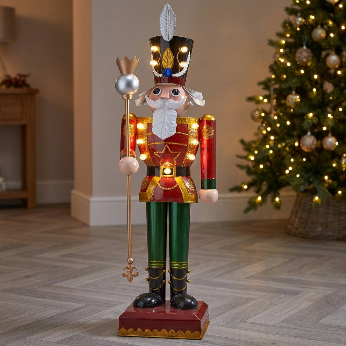 Traditional Hand-Painted LED Nutcracker Ornament
