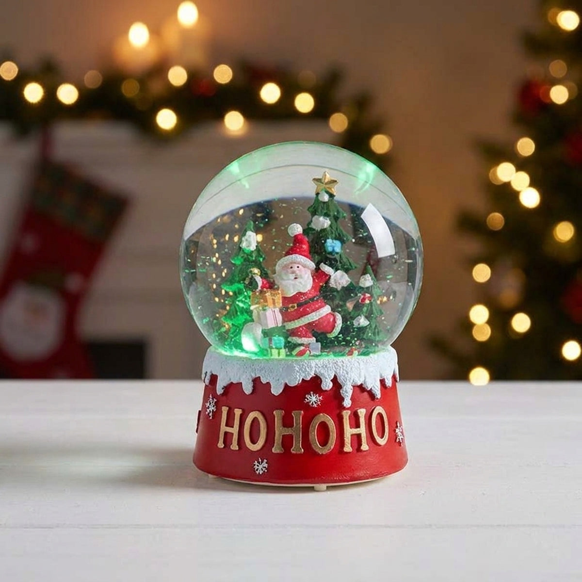 Musical Santa Snow Globe with Swirling Snow