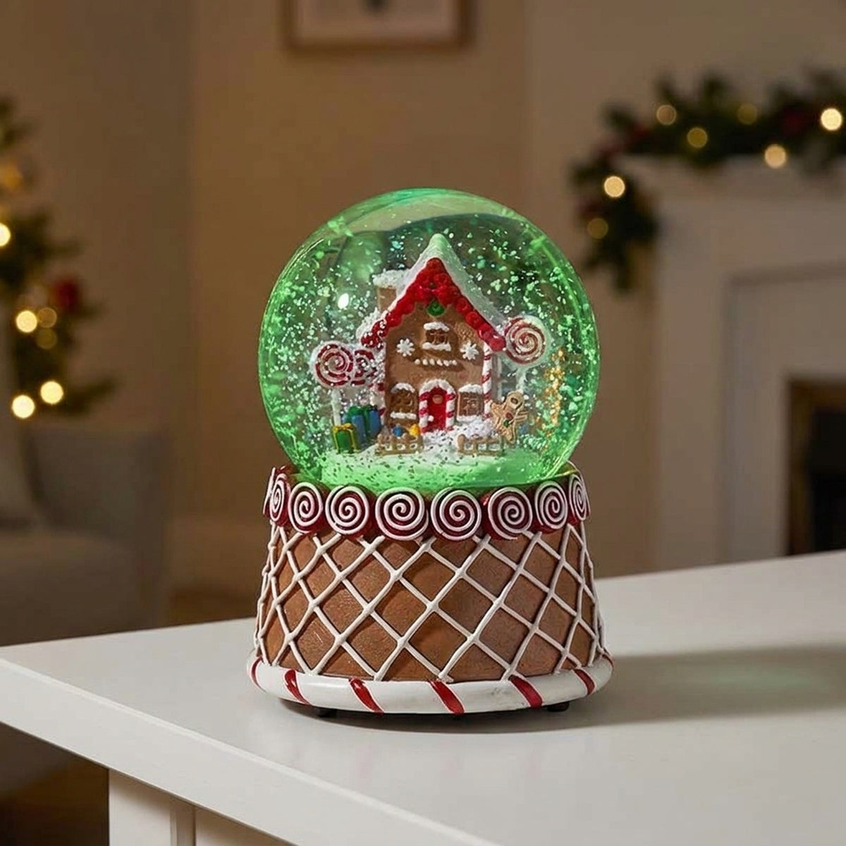 Musical Gingerbread House Scene Snowglobe