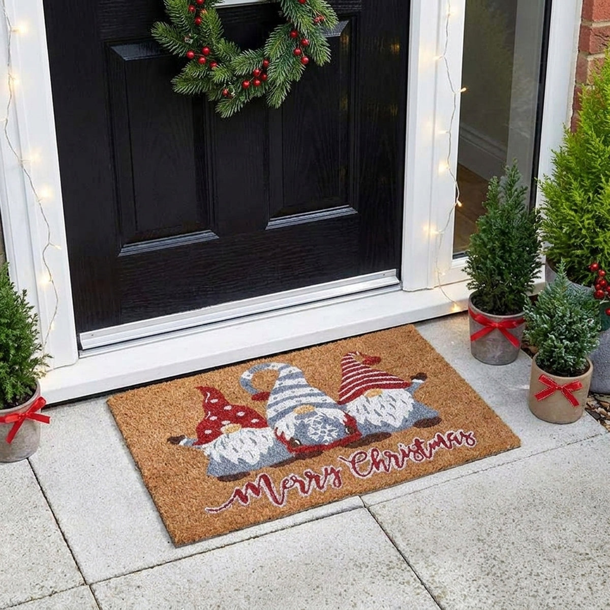 We Three Gonks Festive Coir Doormat