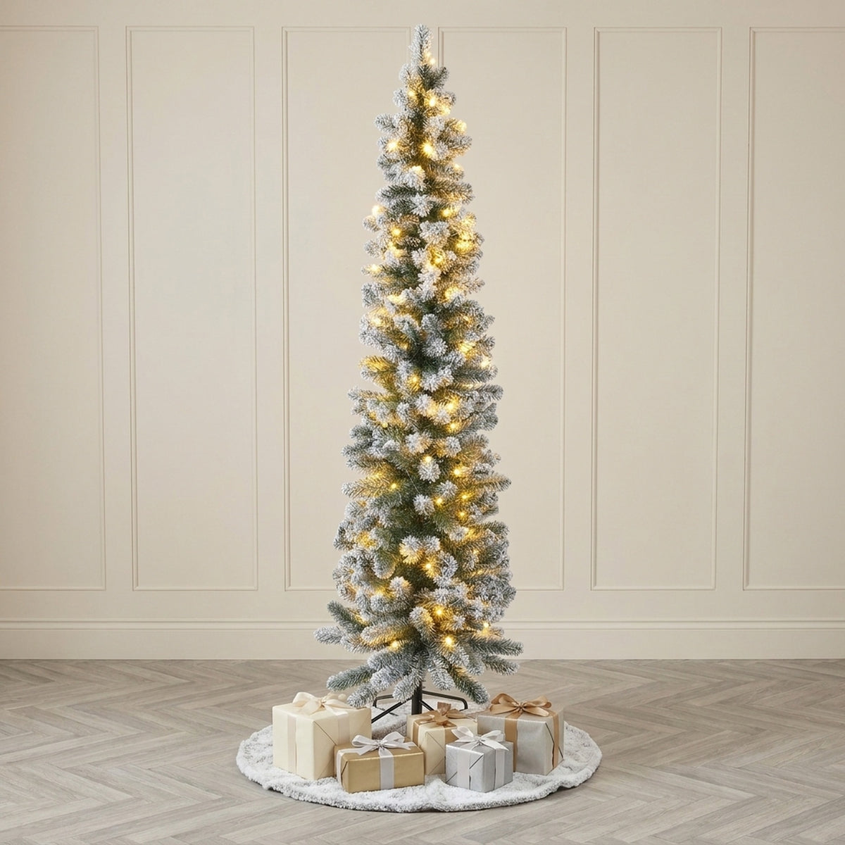 6ft Snowy King Pine Ultra Slim Pre-Lit Christmas Tree