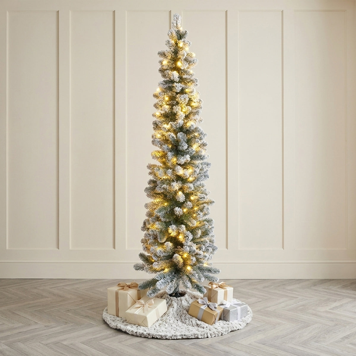 7ft Snowy King Pine Ultra Slim Pre-Lit Christmas Tree