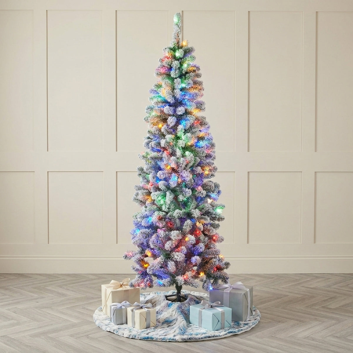 7ft Snowy King Pine Slim Pre-Lit Christmas Tree