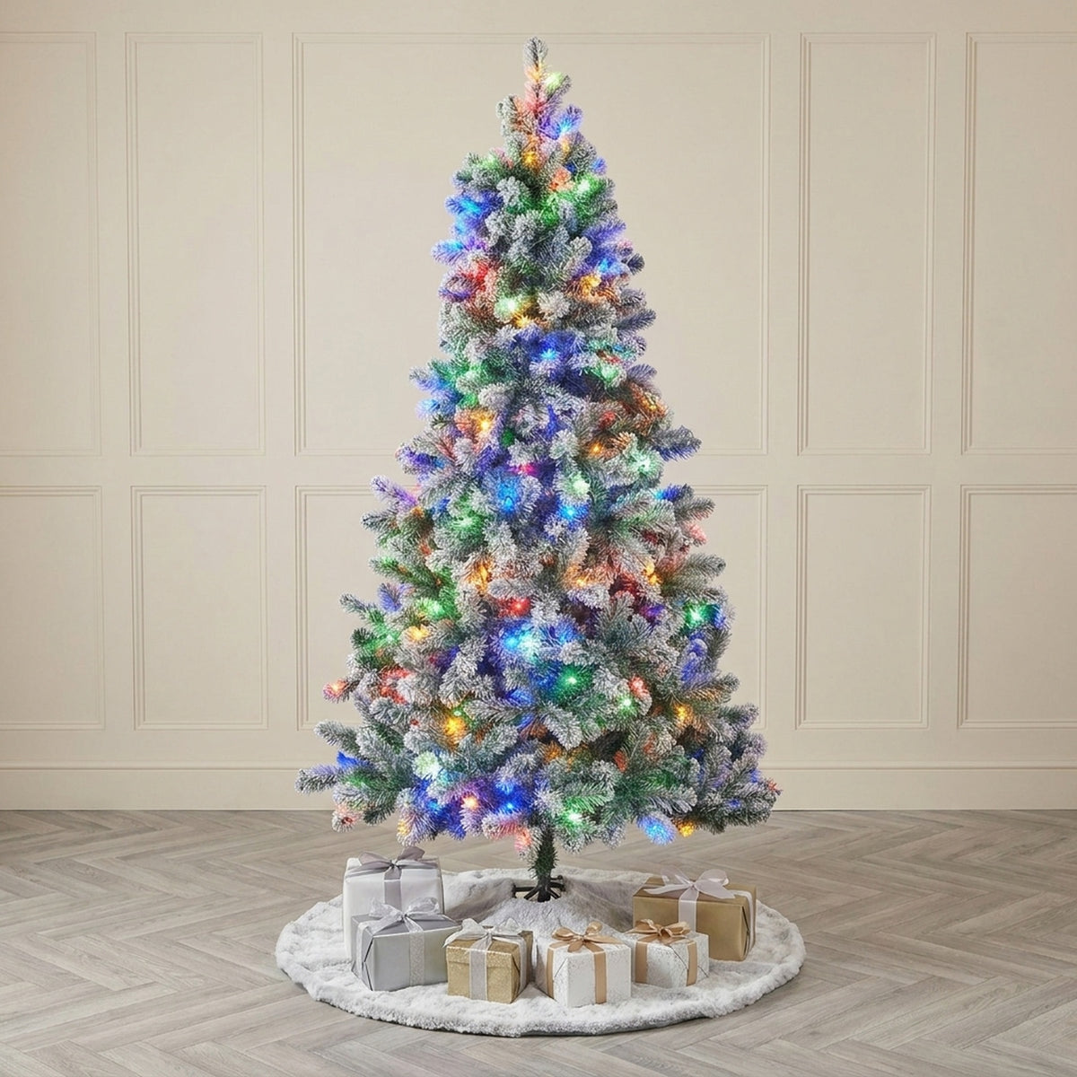 7ft Snowy King Pine Pre-Lit Christmas Tree