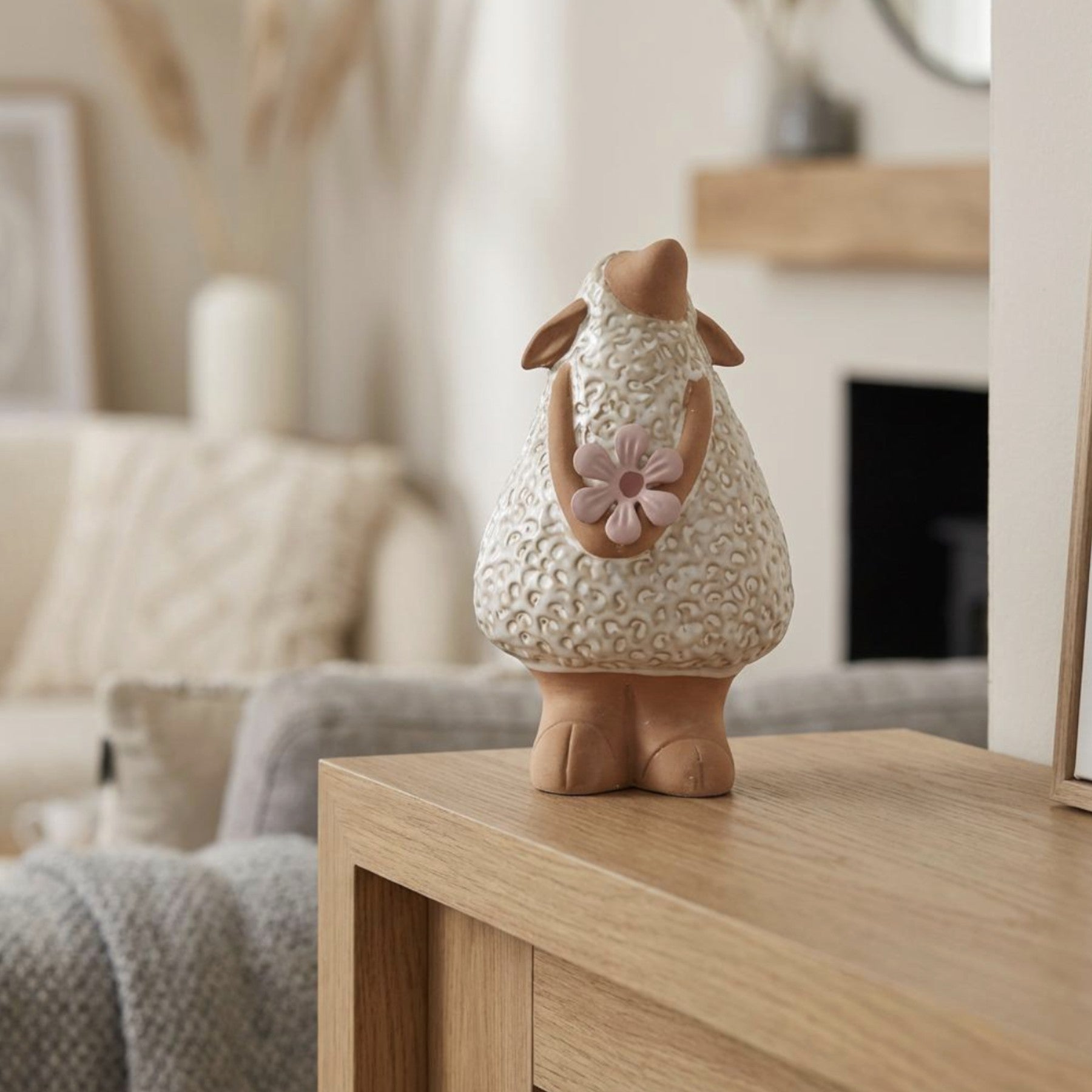Standing Sheep with Flower Ornament