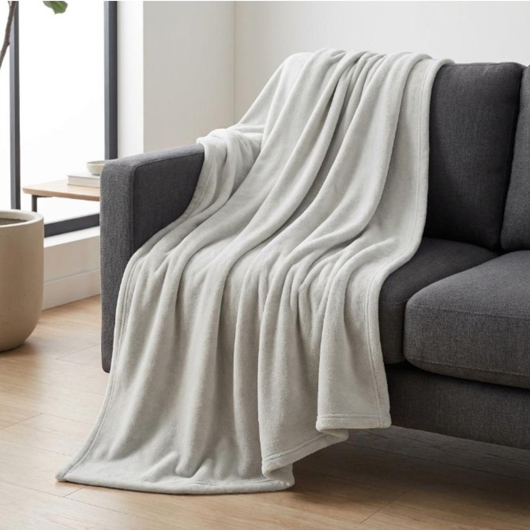 Light Grey Warm Snuggle Throw