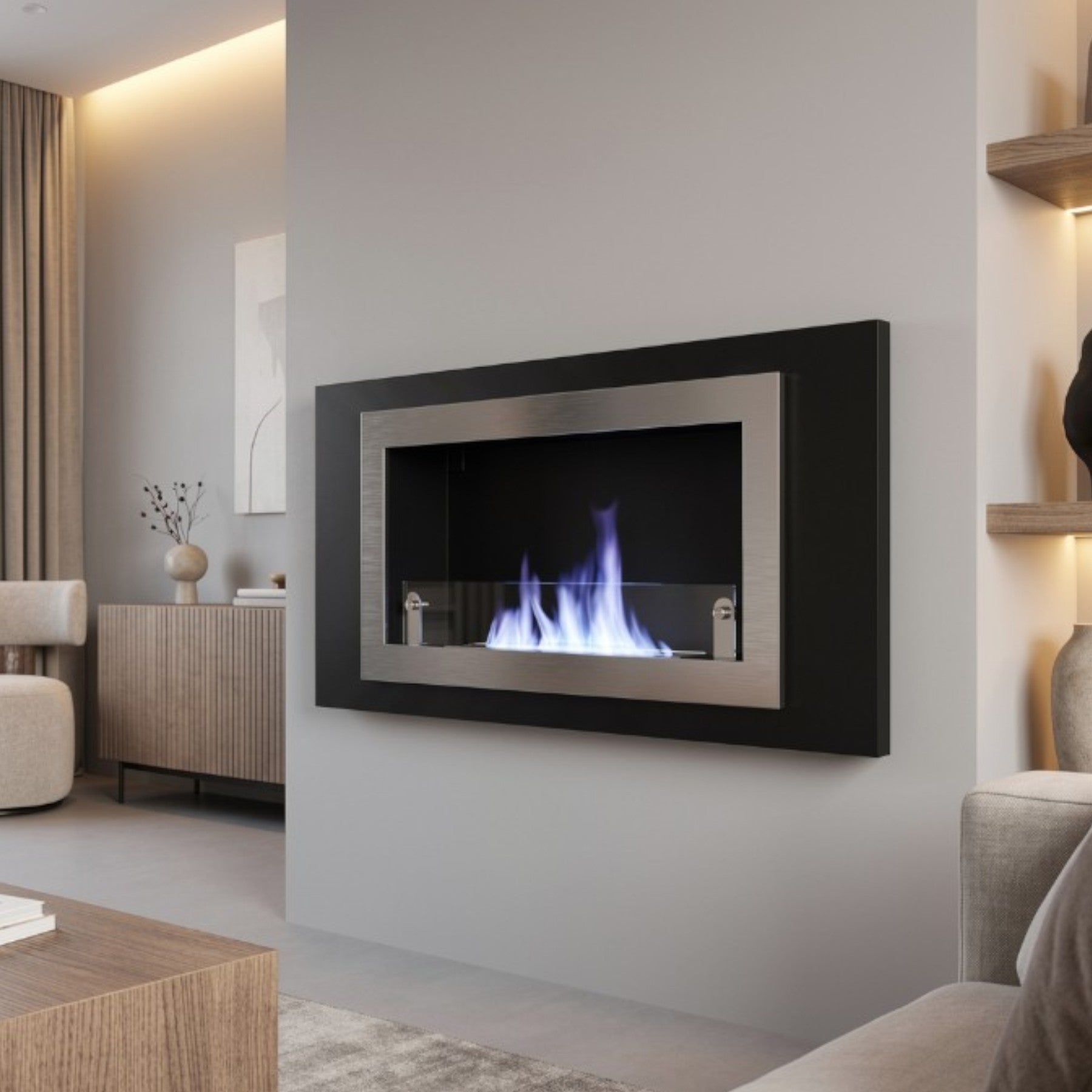 Aurelia Stainless Steel Bio-Ethanol Fireplace