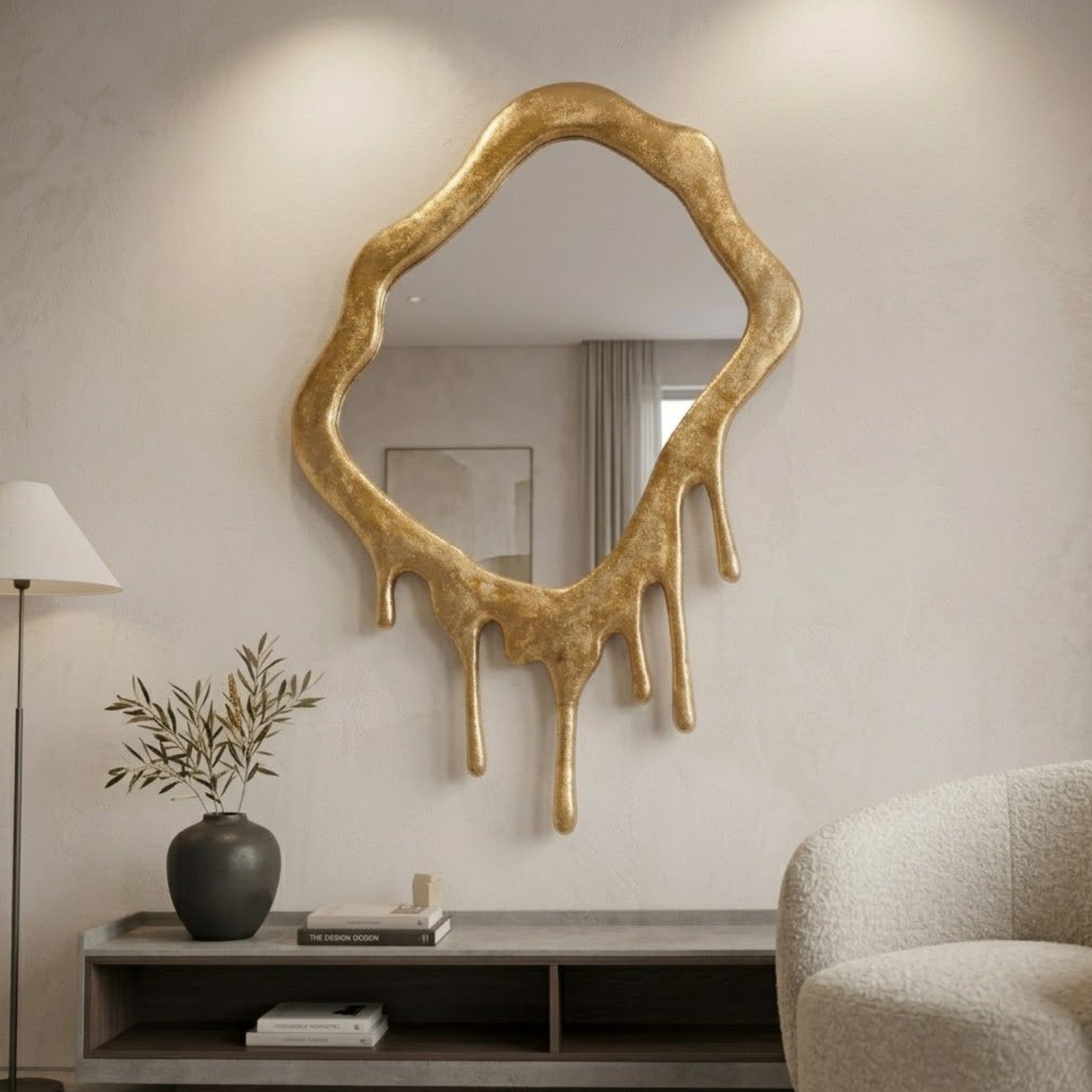 Extra Large Gold Drip Aluminium Wall Mirror