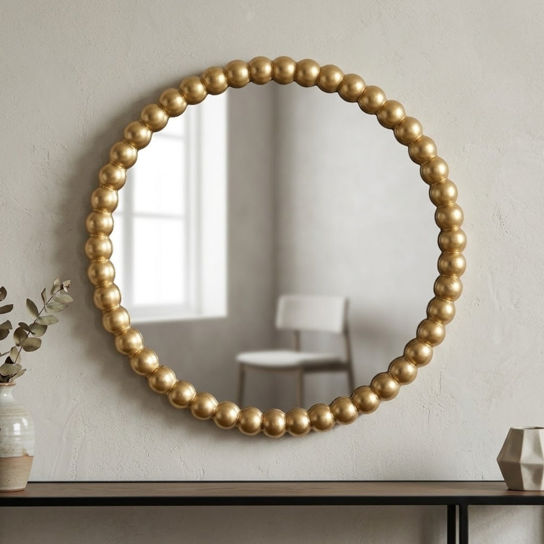 Aureate Beaded Ball Framed Mirror