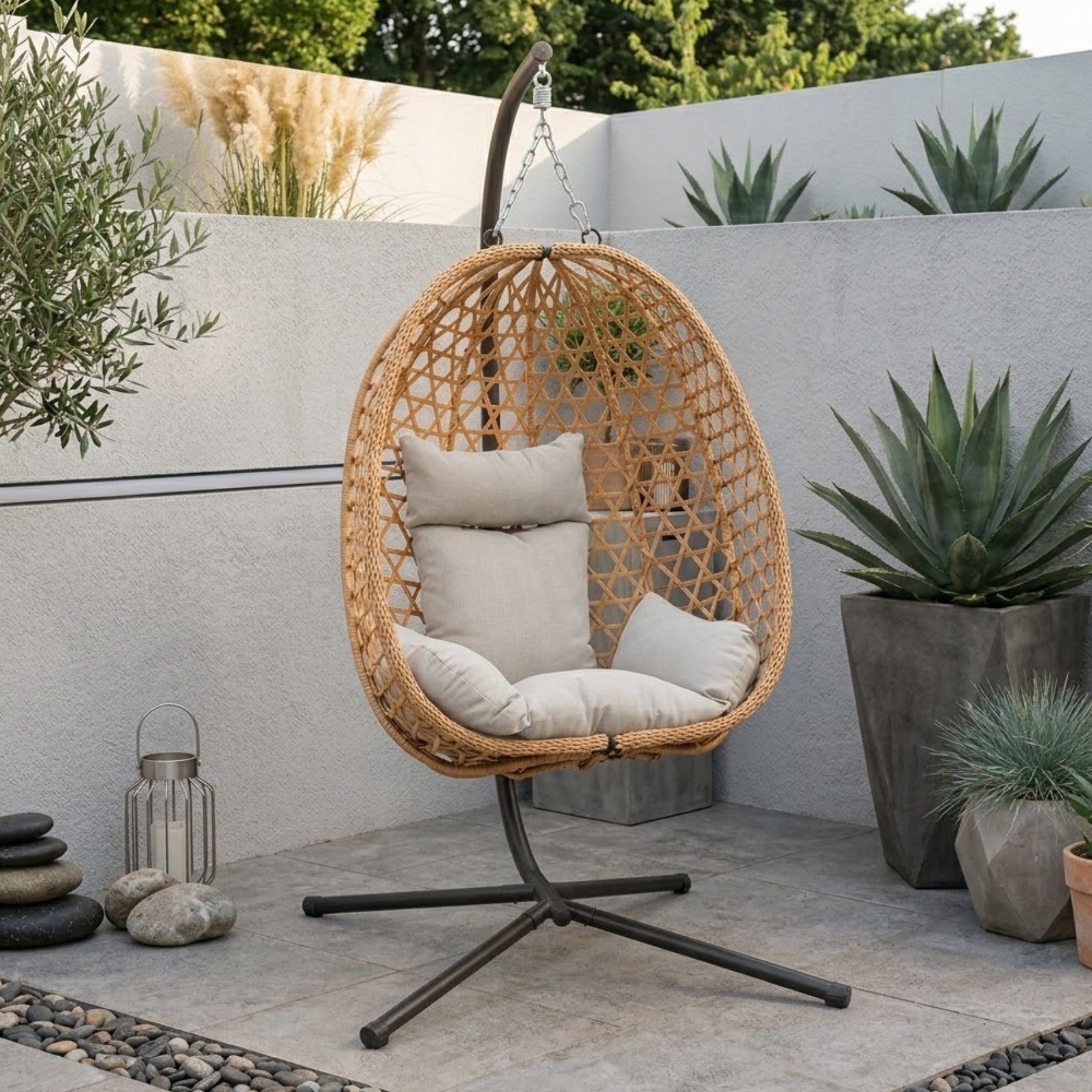 Maison Natural Rattan Hanging Egg Chair