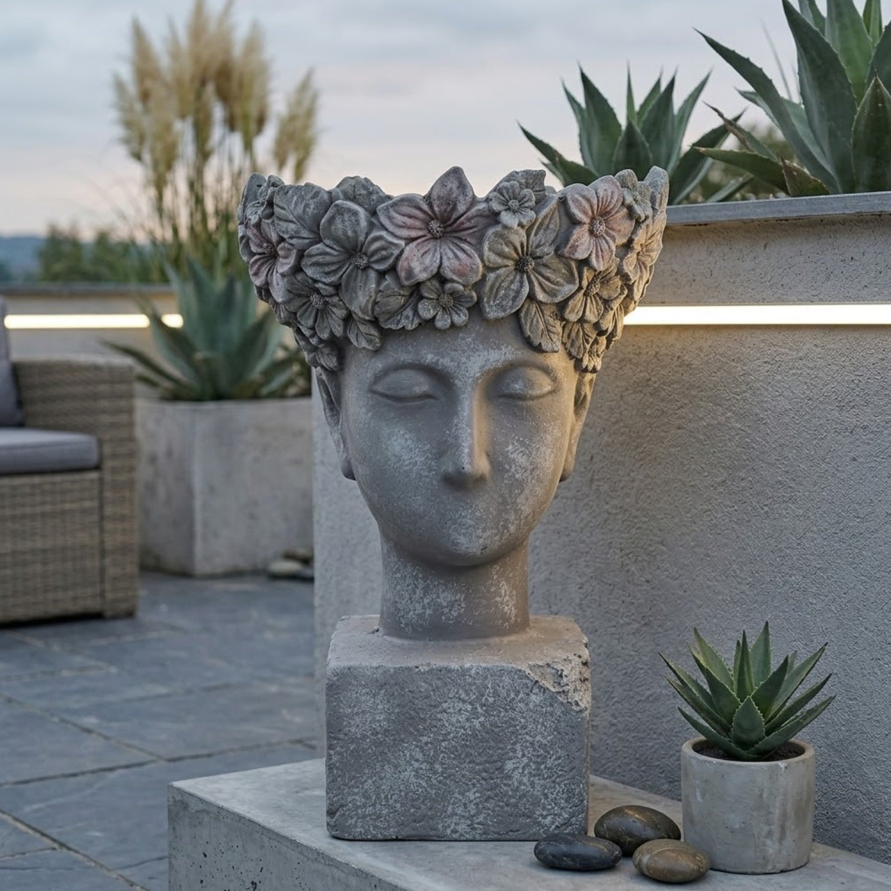 Maison Floral Petal Face Lady Planter Pot