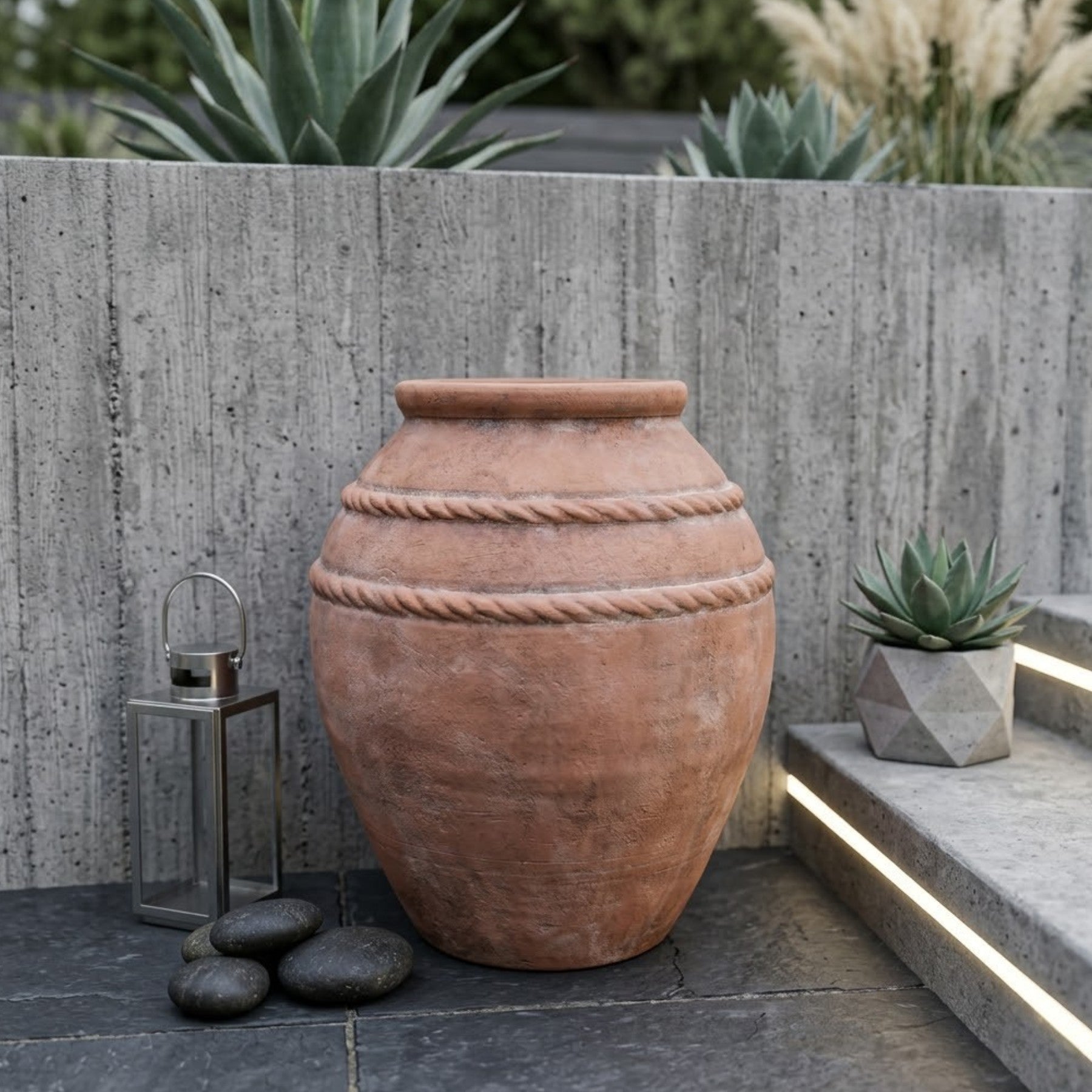 Antique Terracotta Rope Garden Pot