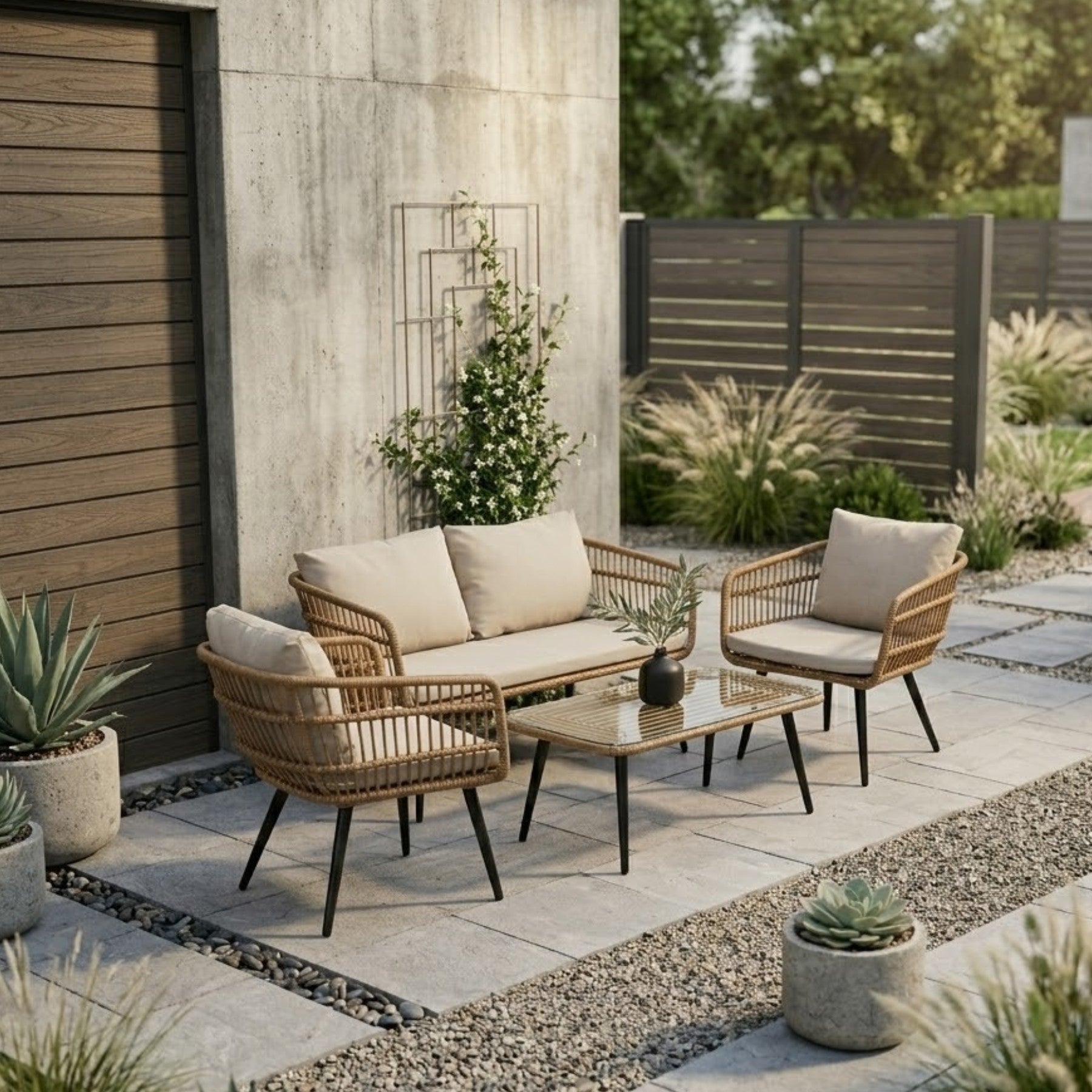 Bohemian Outdoor Bamboo Furniture Set
