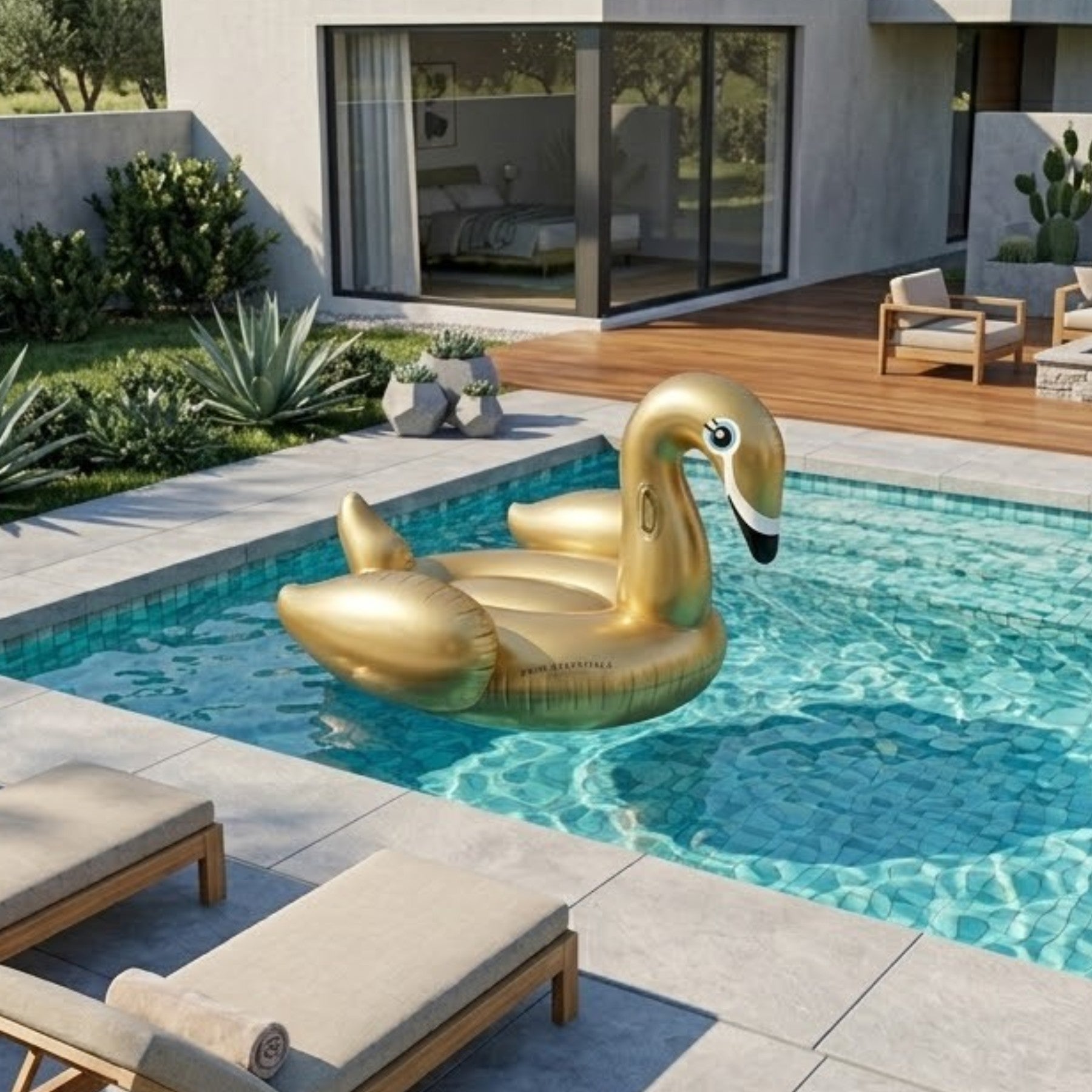 XXL Inflatable Golden Swan Pool Float