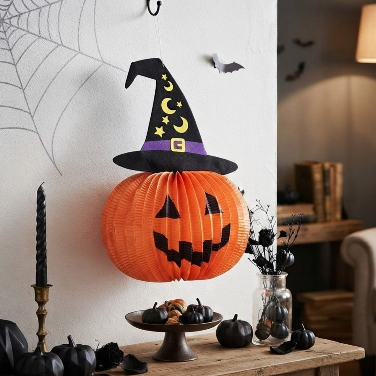 Paper Honeycomb Hanging Pumpkin