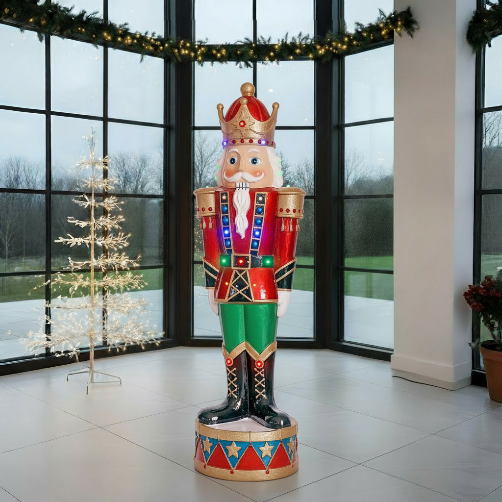 3ft Light Up Nutcracker On Drum