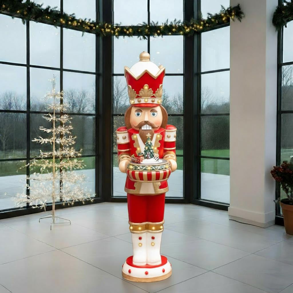 5ft Nutcracker with Moving Train - Animated Decor