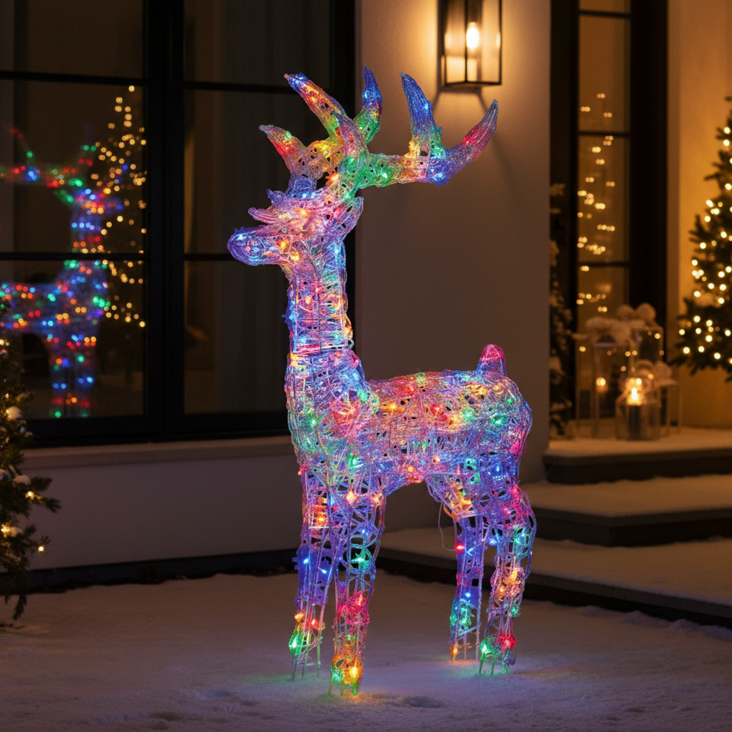 4ft Multi-Action Illuminated Acrylic Reindeer