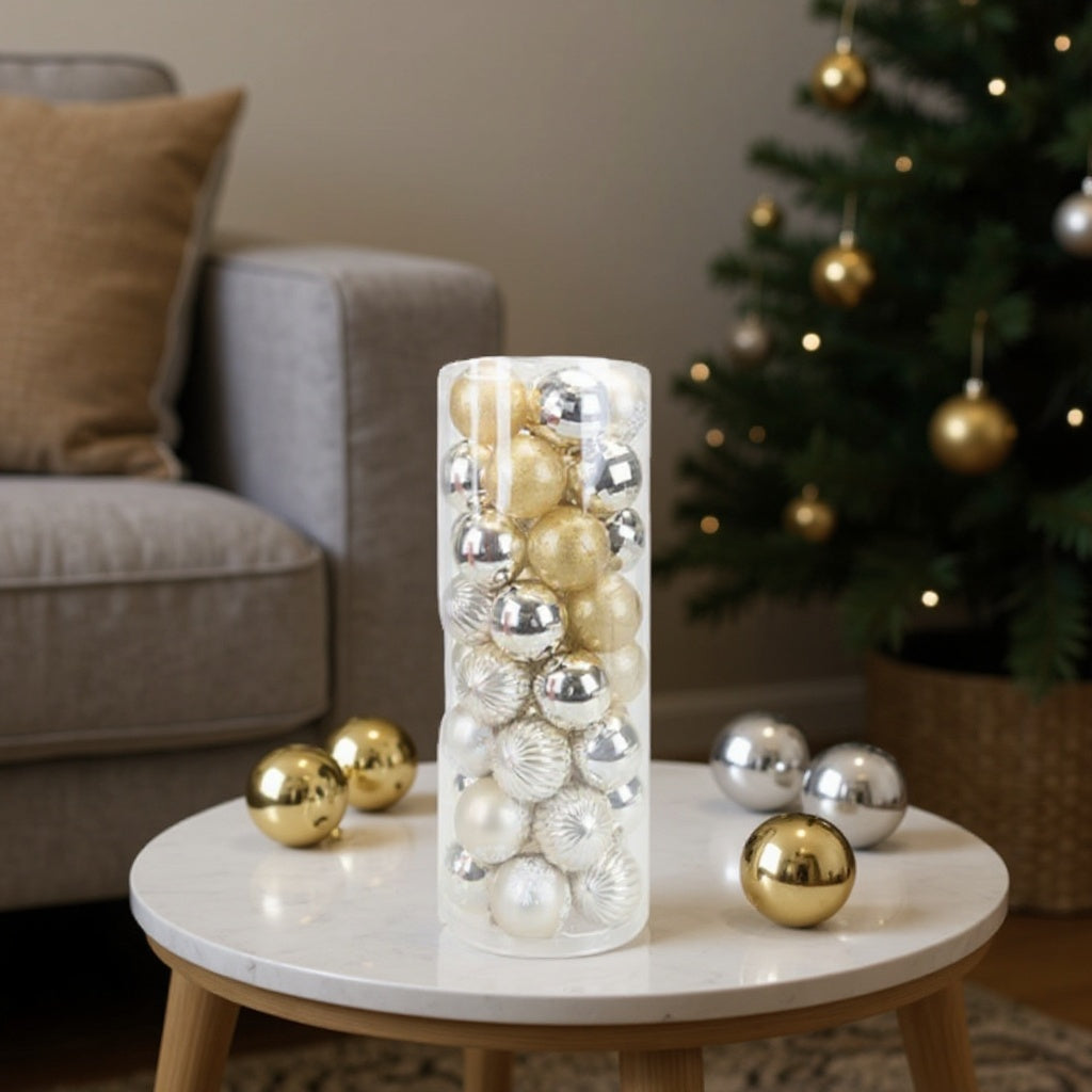 40 Pack Frosted Gold Christmas Baubles