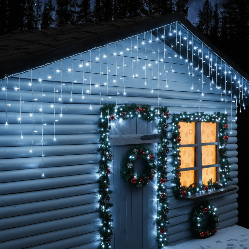 720 LED Cool White Snowing Icicle Lights