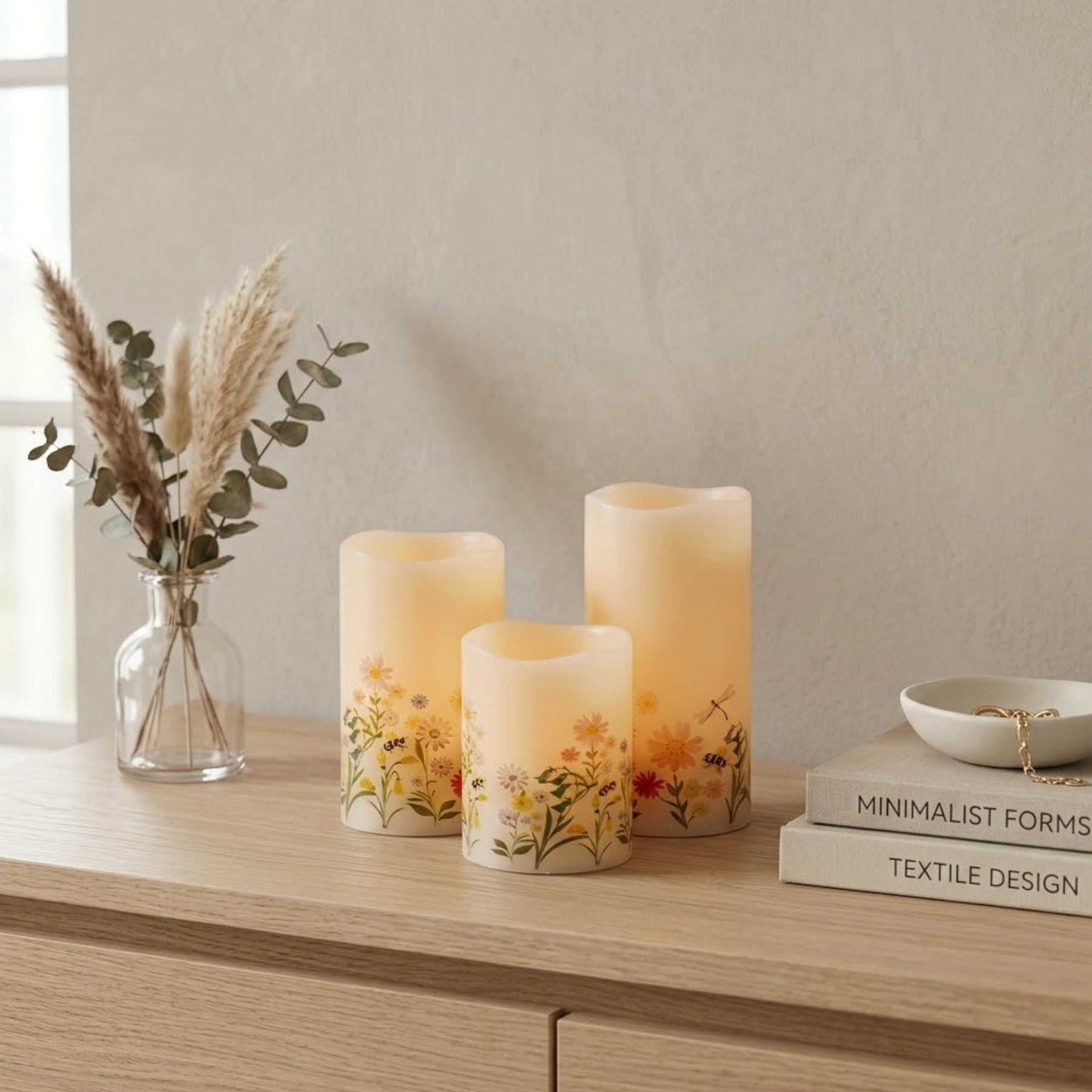 Trio Elderflower LED Candle Set